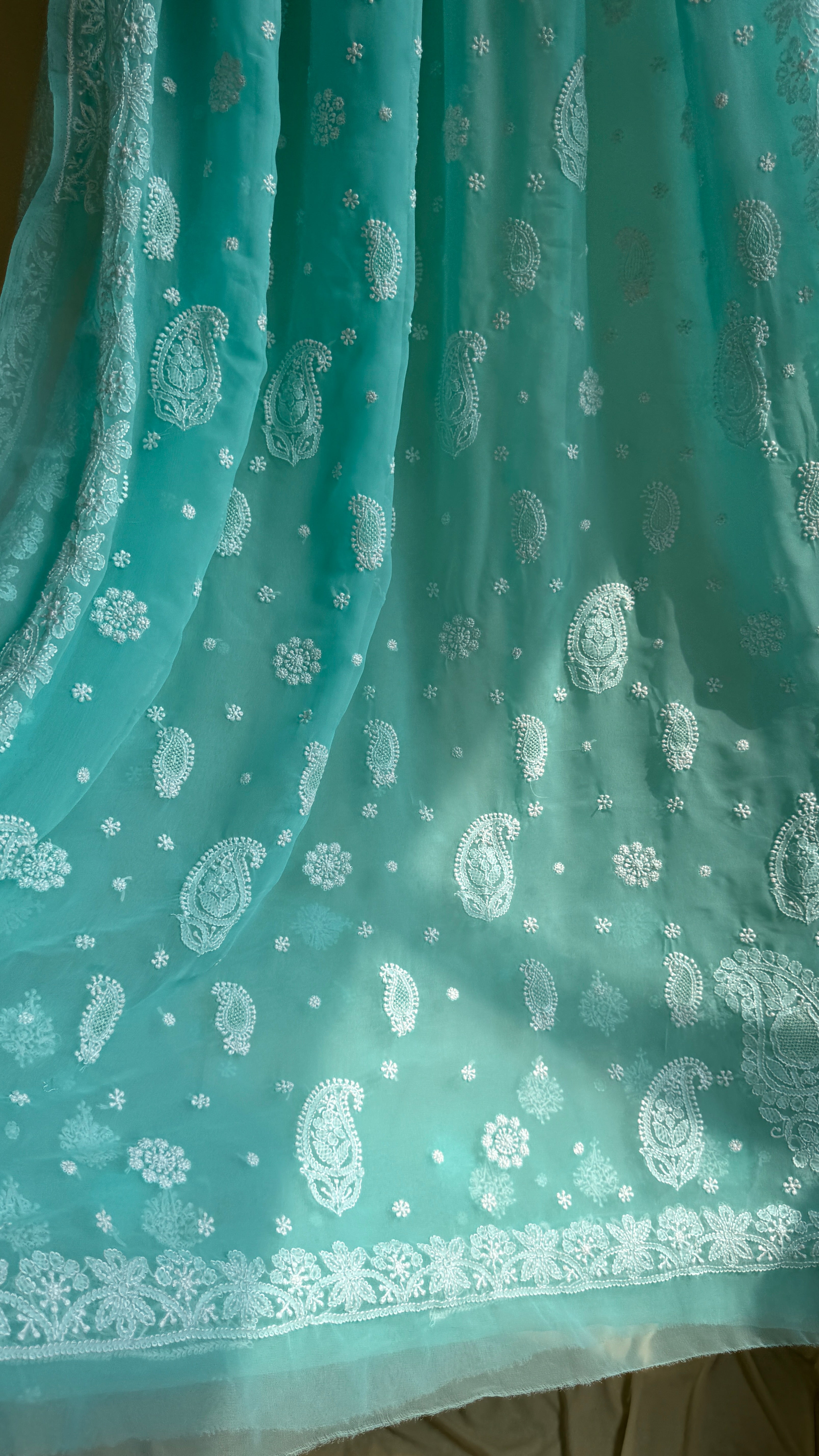 Georgette Chikankari saree in Green