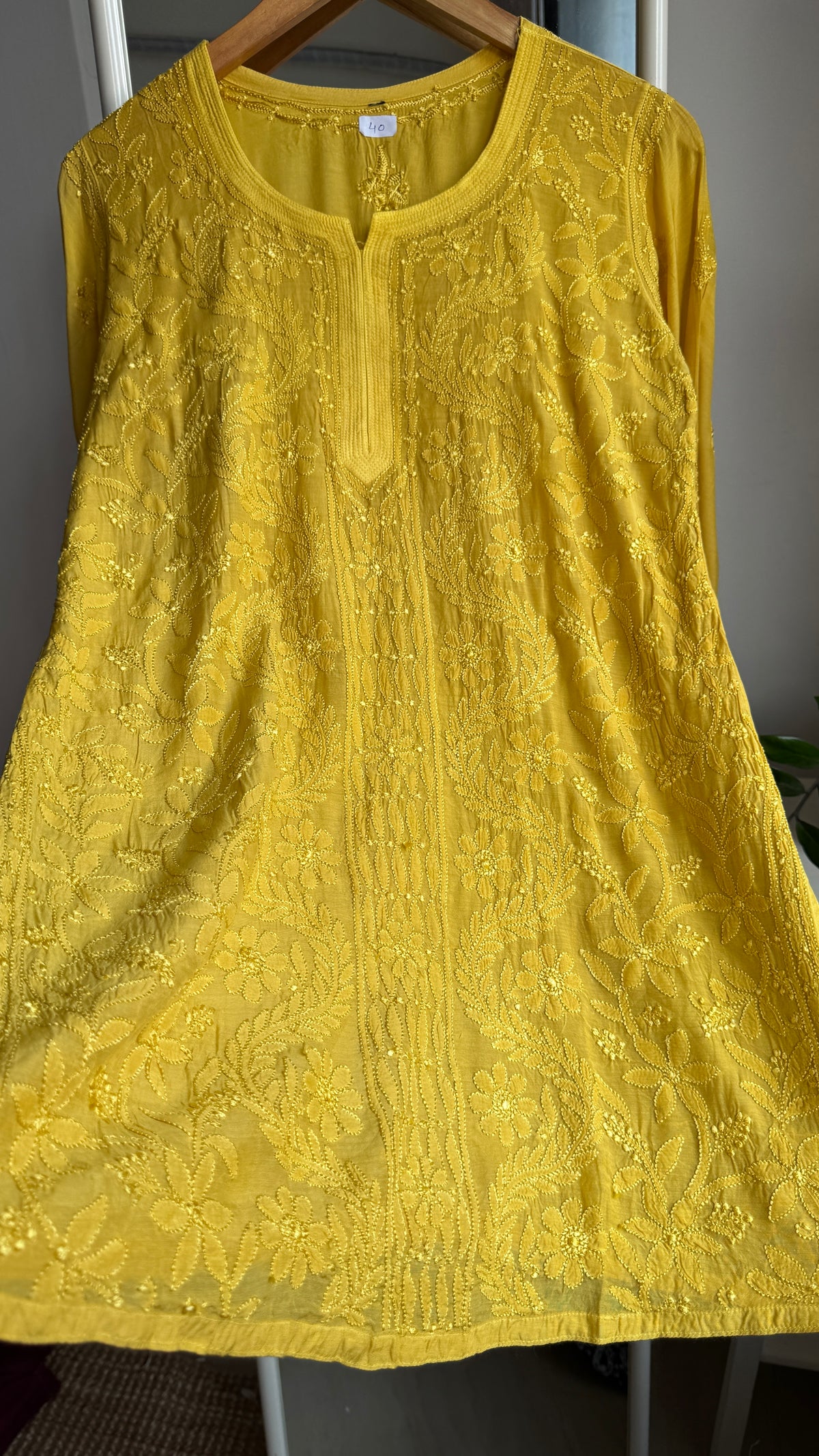 Chikankari Muslin short Top in Canary Yellow - HOOR Collection