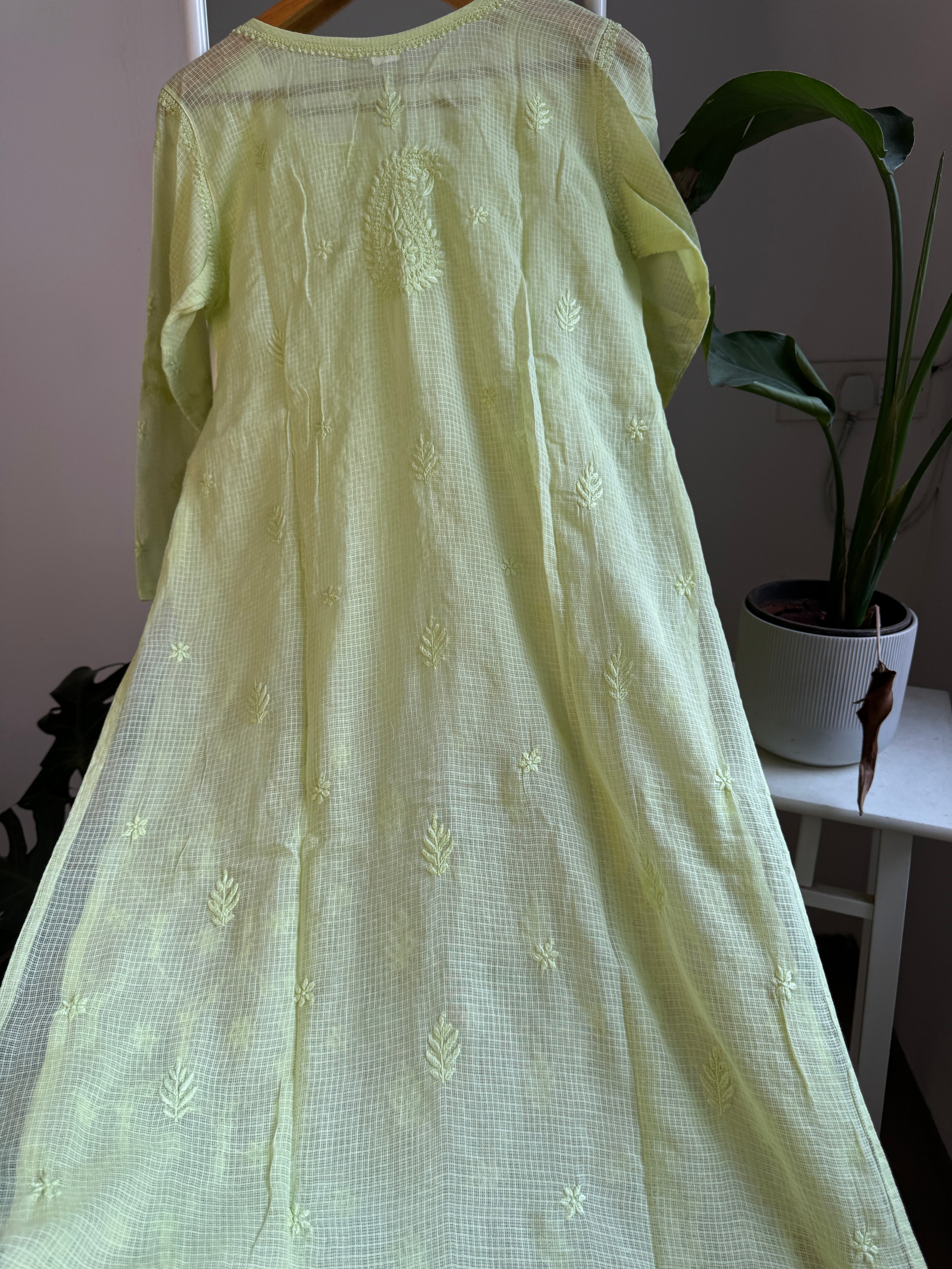 Kota Soft Cotton Chikankari Kurti - Apple Green ARIAA CHIKANKARI 