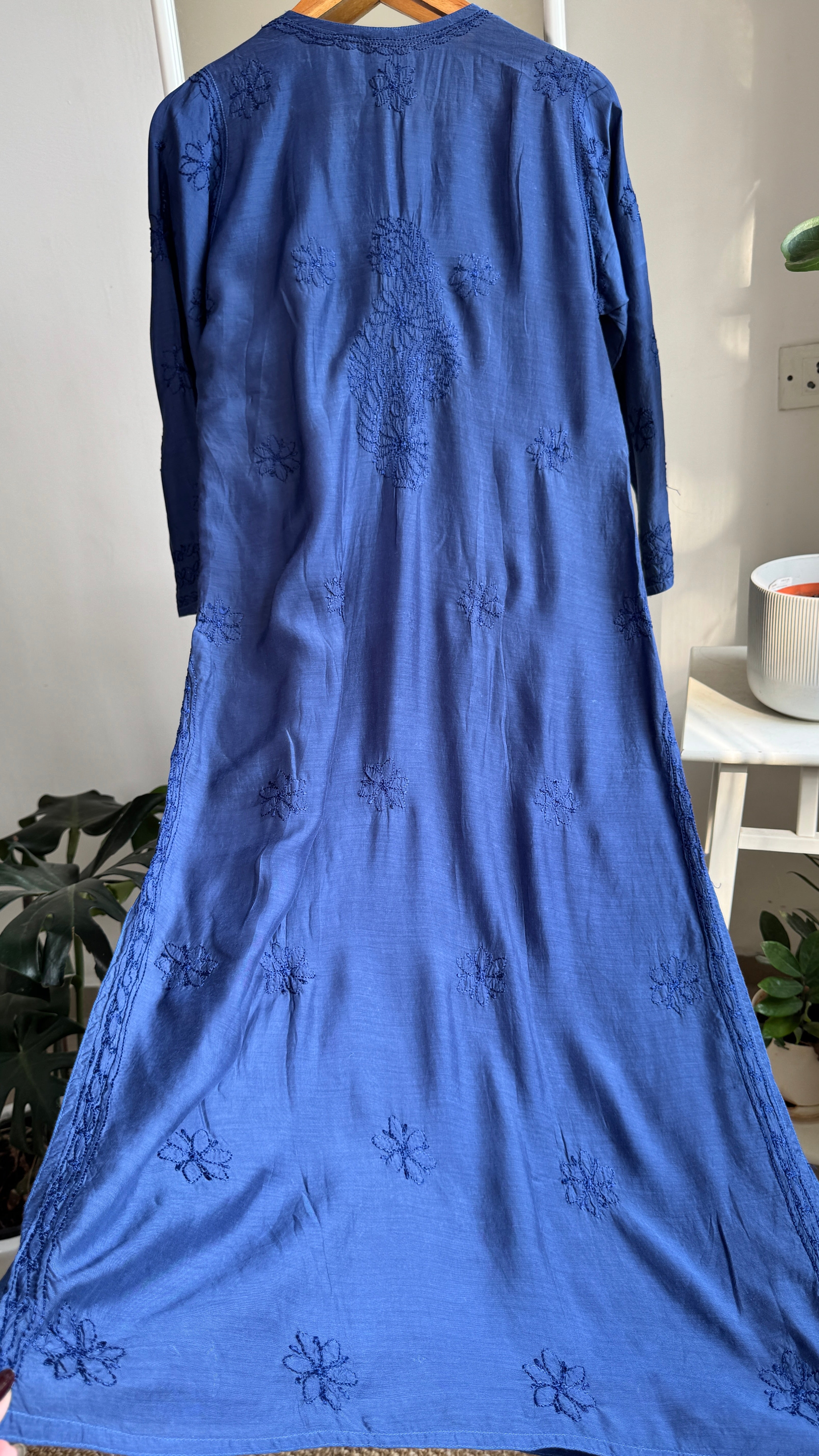 Muslin Chikankari Kurti - Dark Blue - BERRY Collection