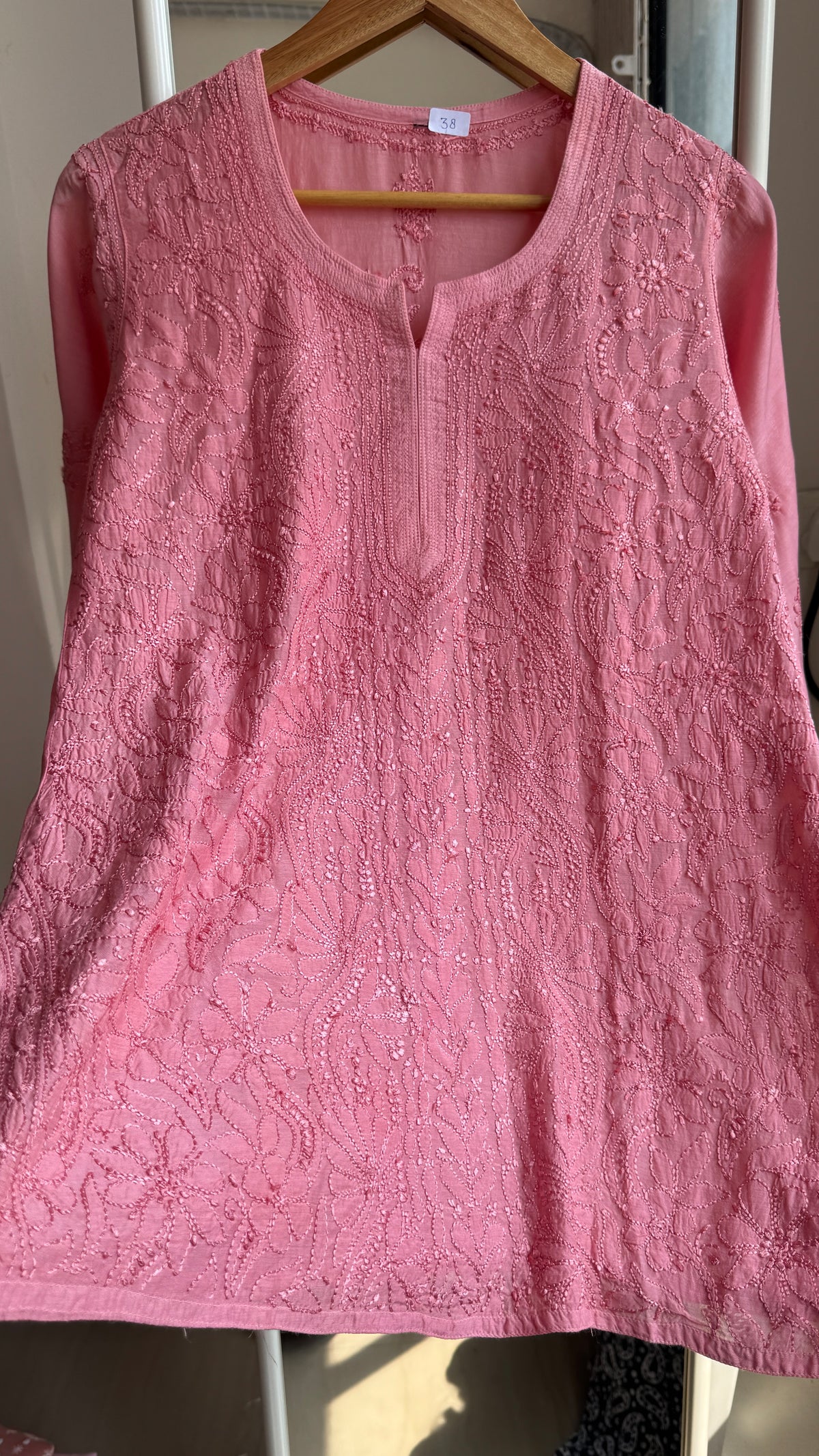 Chikankari Muslin short Top in Rosewood - HOOR Collection
