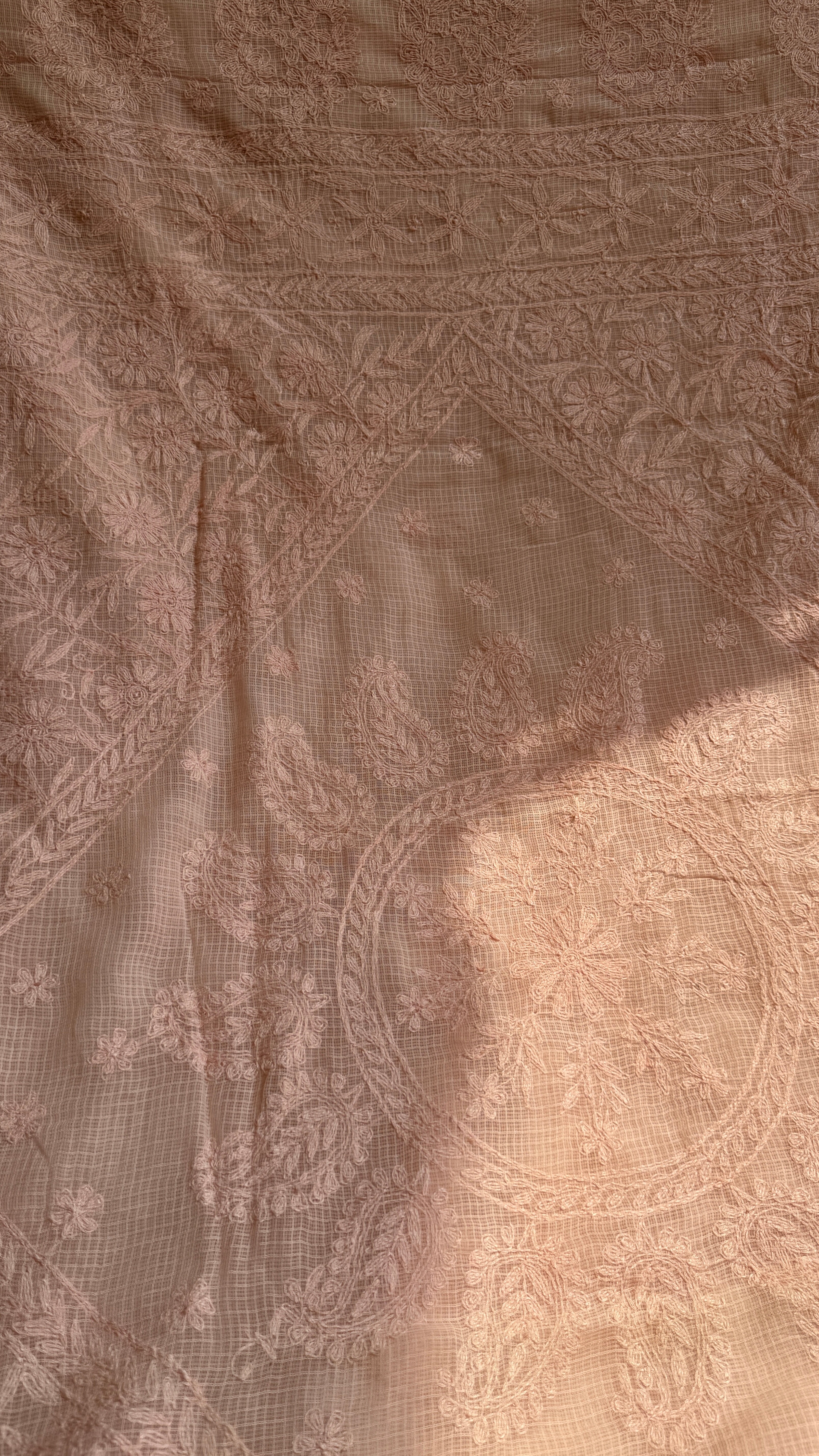 Kota Chikankari saree in coffee Brown