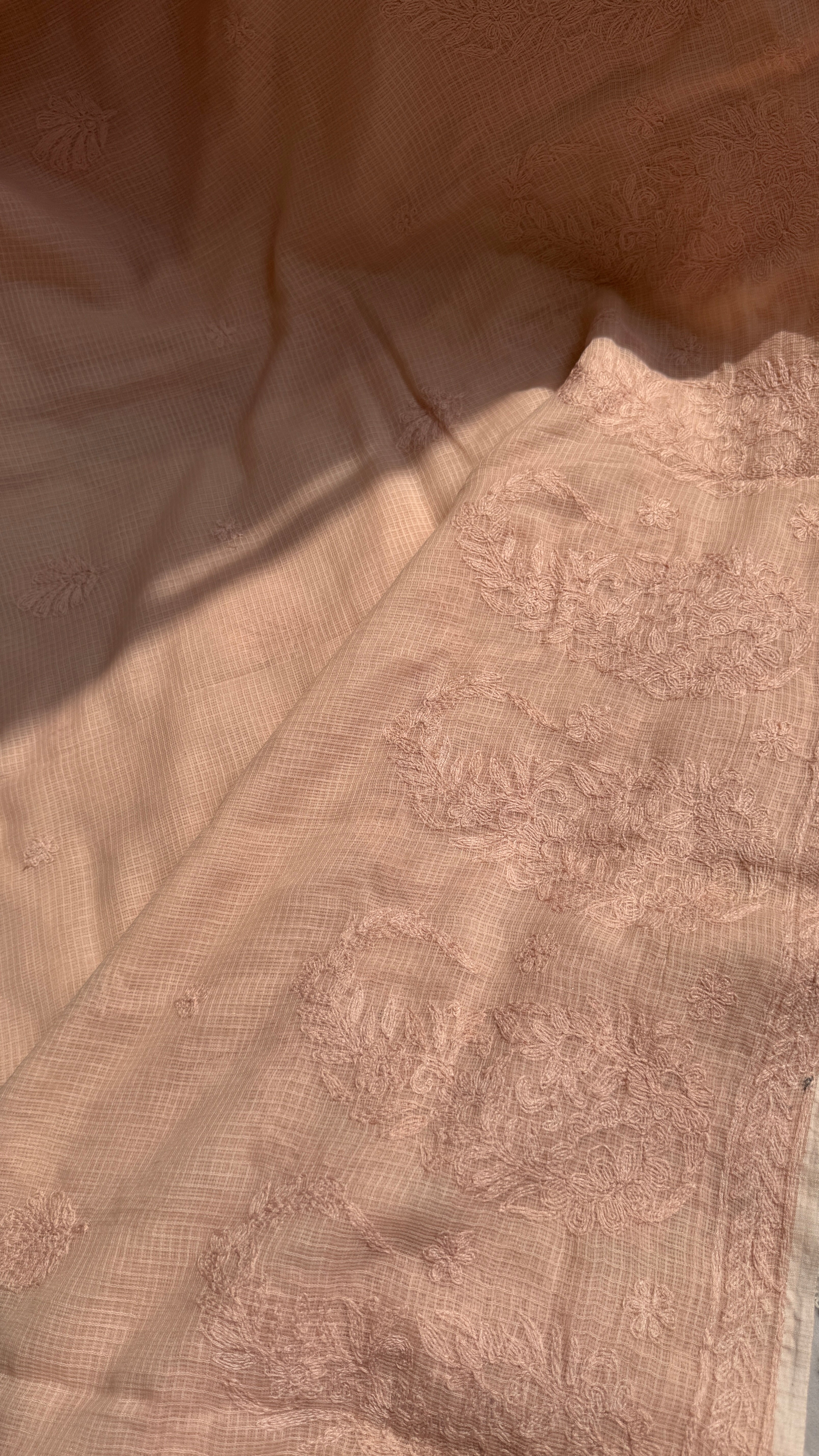 Kota Chikankari saree in coffee Brown