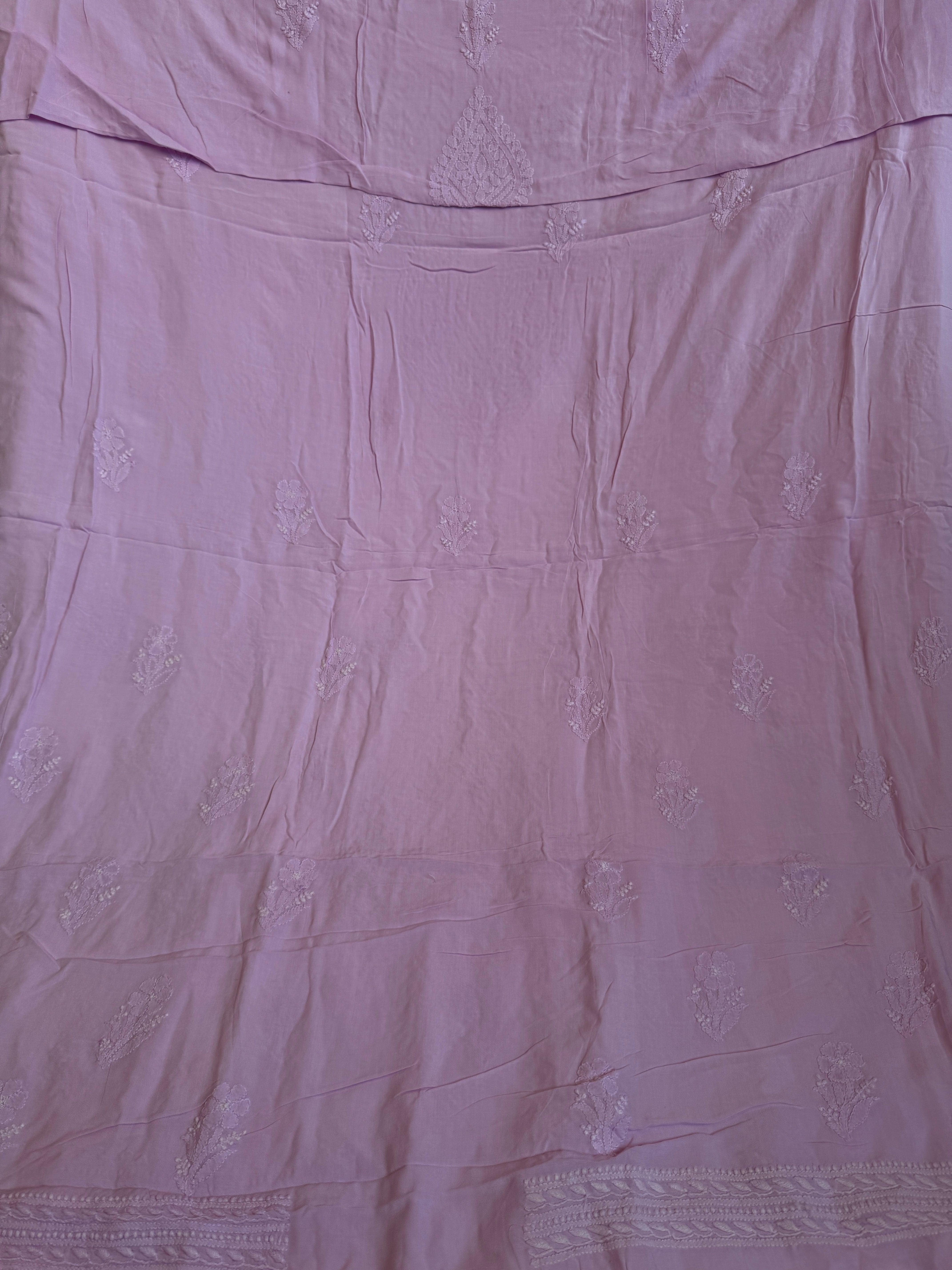 Modal Chikankari Unstitched Kurti Fabric - Lilac ARIAA CHIKANKARI 