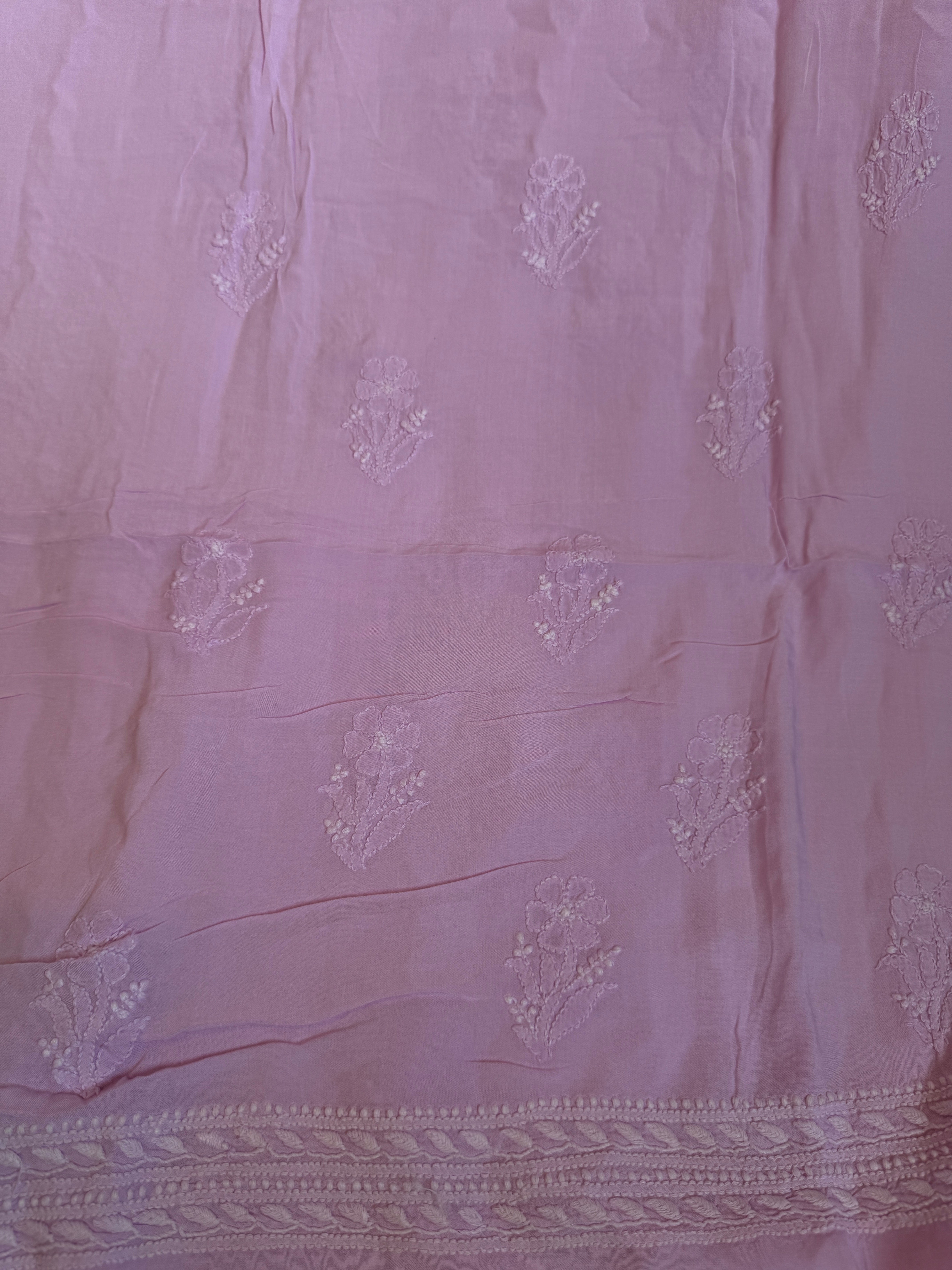 Modal Chikankari Unstitched Kurti Fabric - Lilac ARIAA CHIKANKARI 