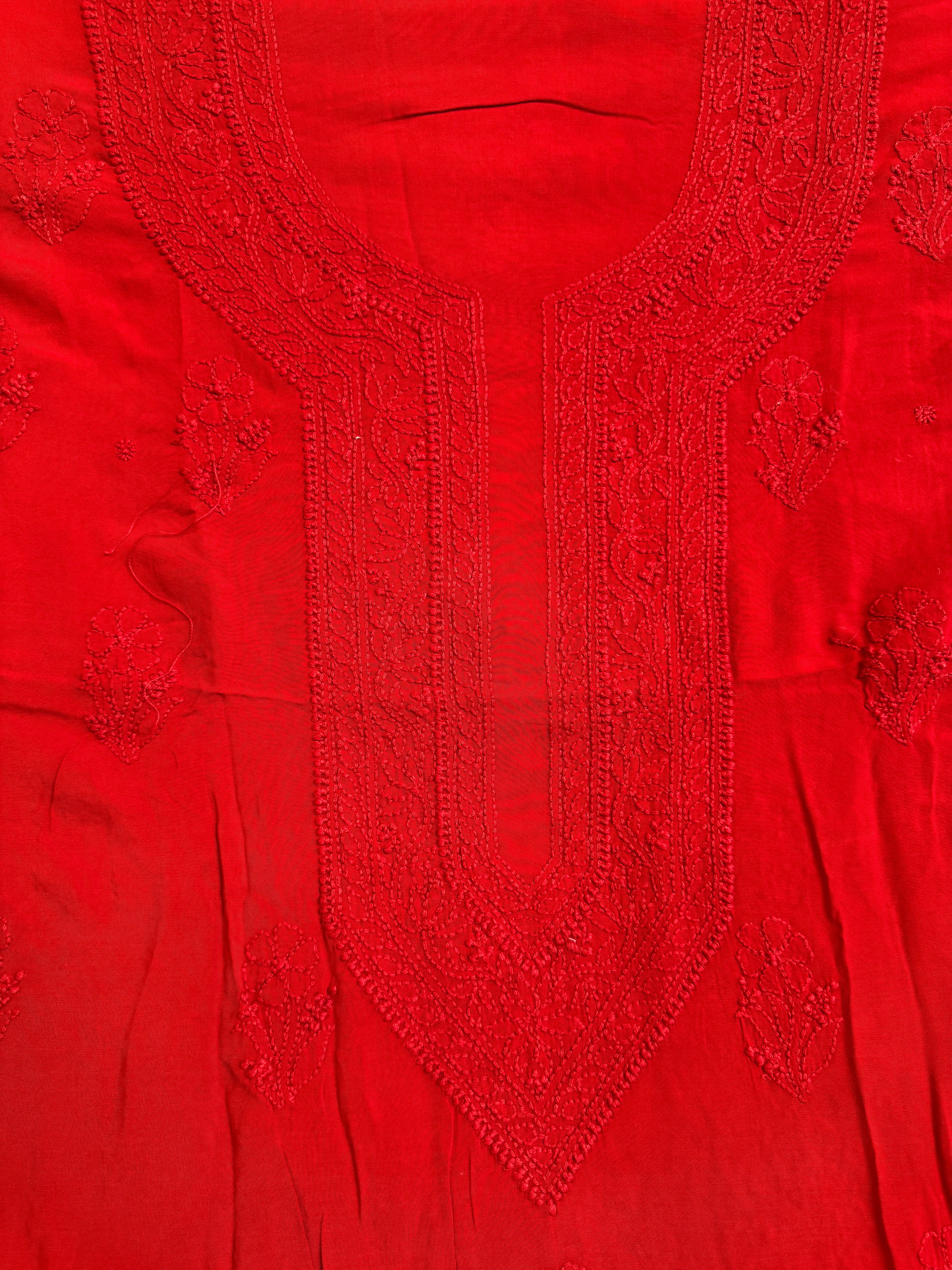Modal Unstitched Kurti Fabric - Red