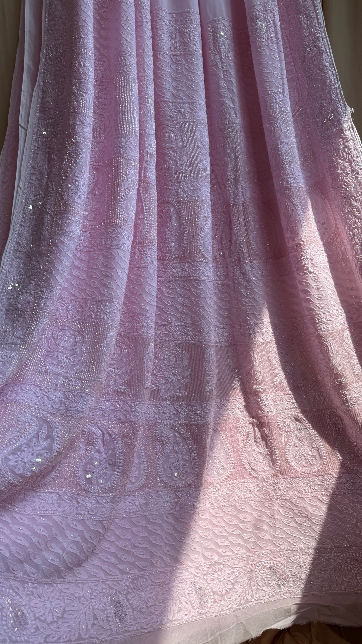 Viscose Chikankari saree with Pearl embellishments - Pink