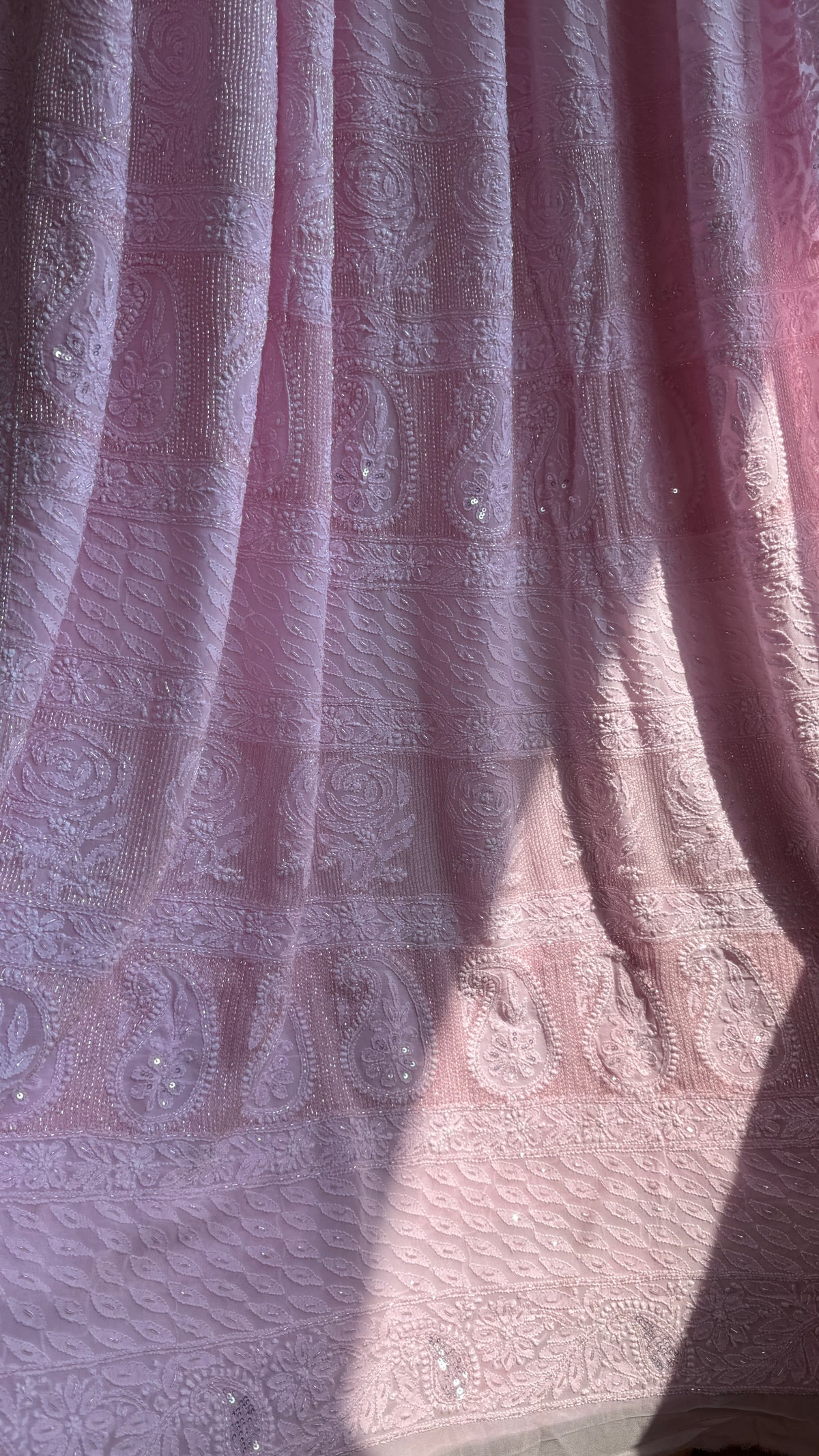 Viscose Chikankari saree with Pearl embellishments - Pink