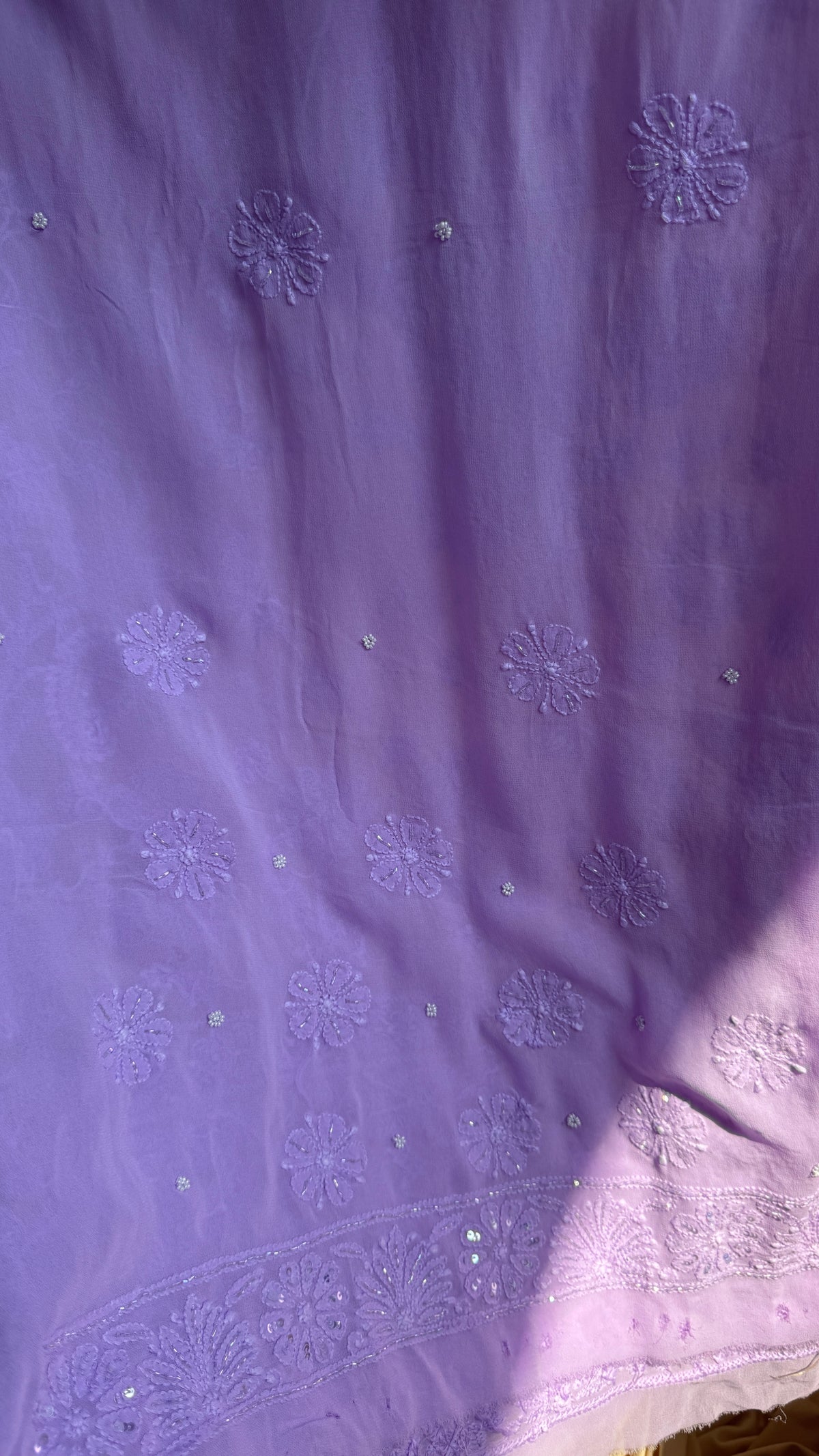 Viscose Lavender Chikankari saree with Pearl embellishments (Copy)