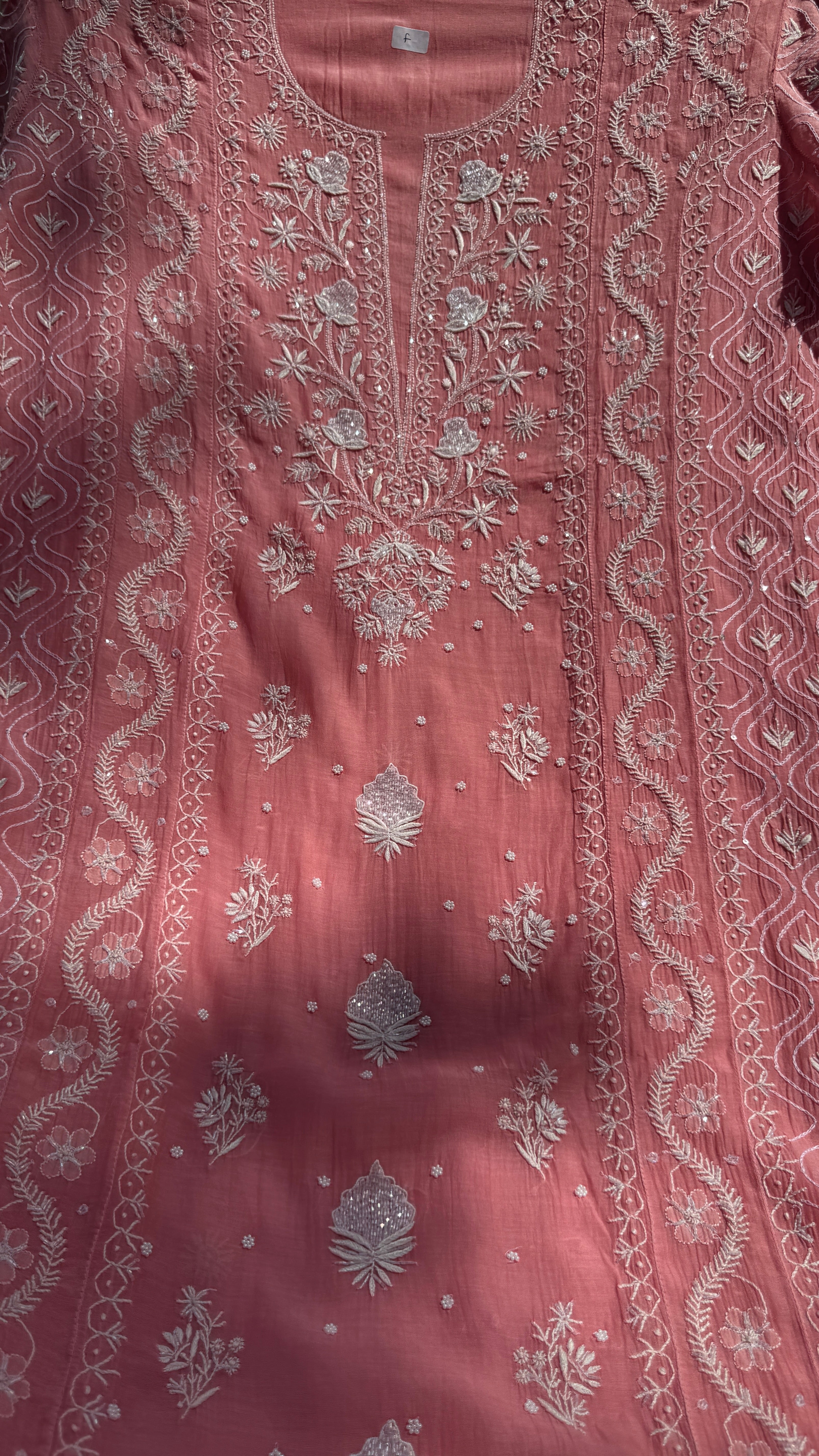 Mul Chanderi Chikankari - Unstitched Set - Rosewood Pink