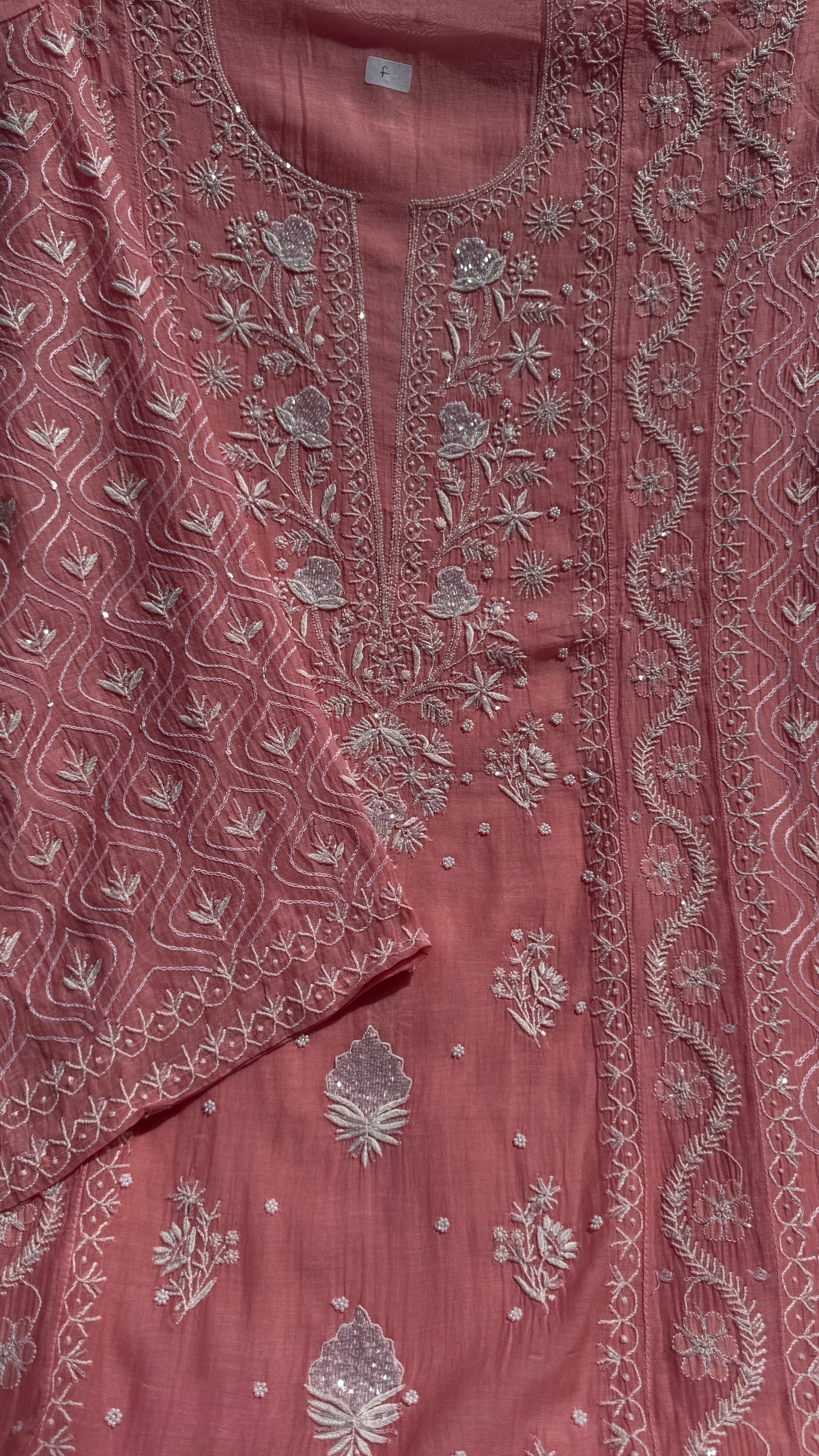 Mul Chanderi Chikankari - Unstitched Set - Rosewood Pink