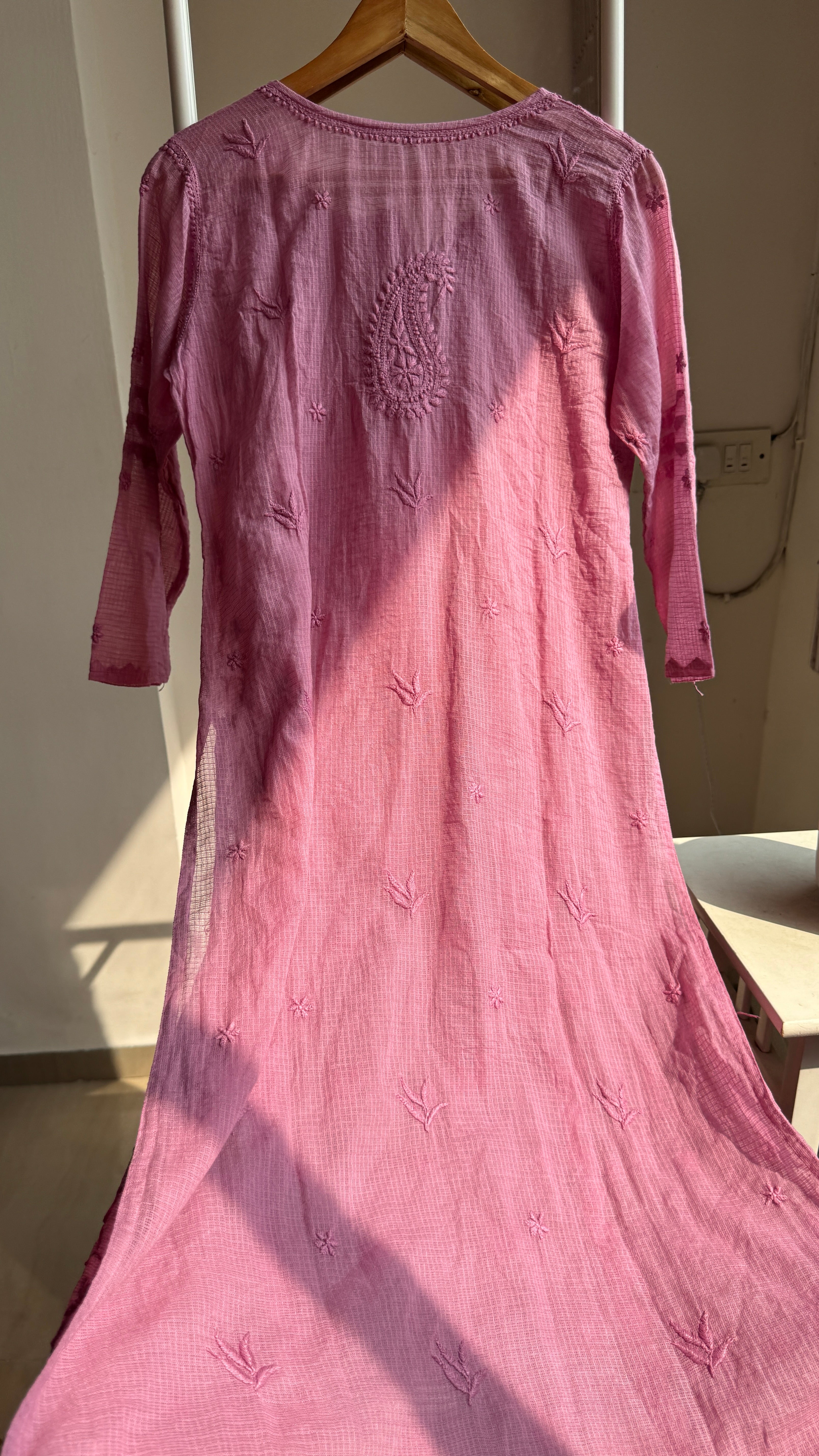 Kota Soft Cotton Chikankari Kurti - Berry Pink - TARA Collection