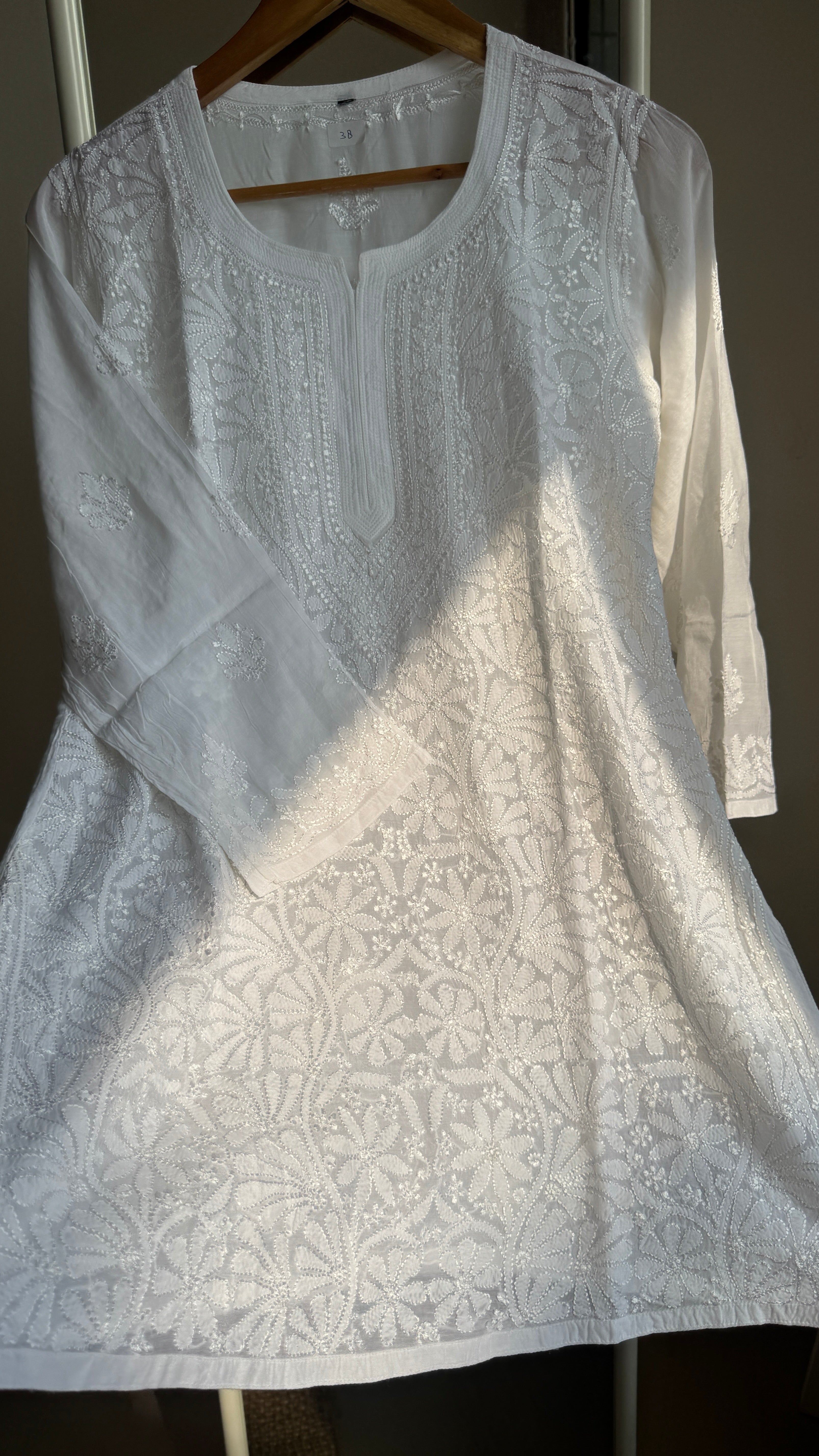 Chikankari Muslin short Top in White - HOOR Collection
