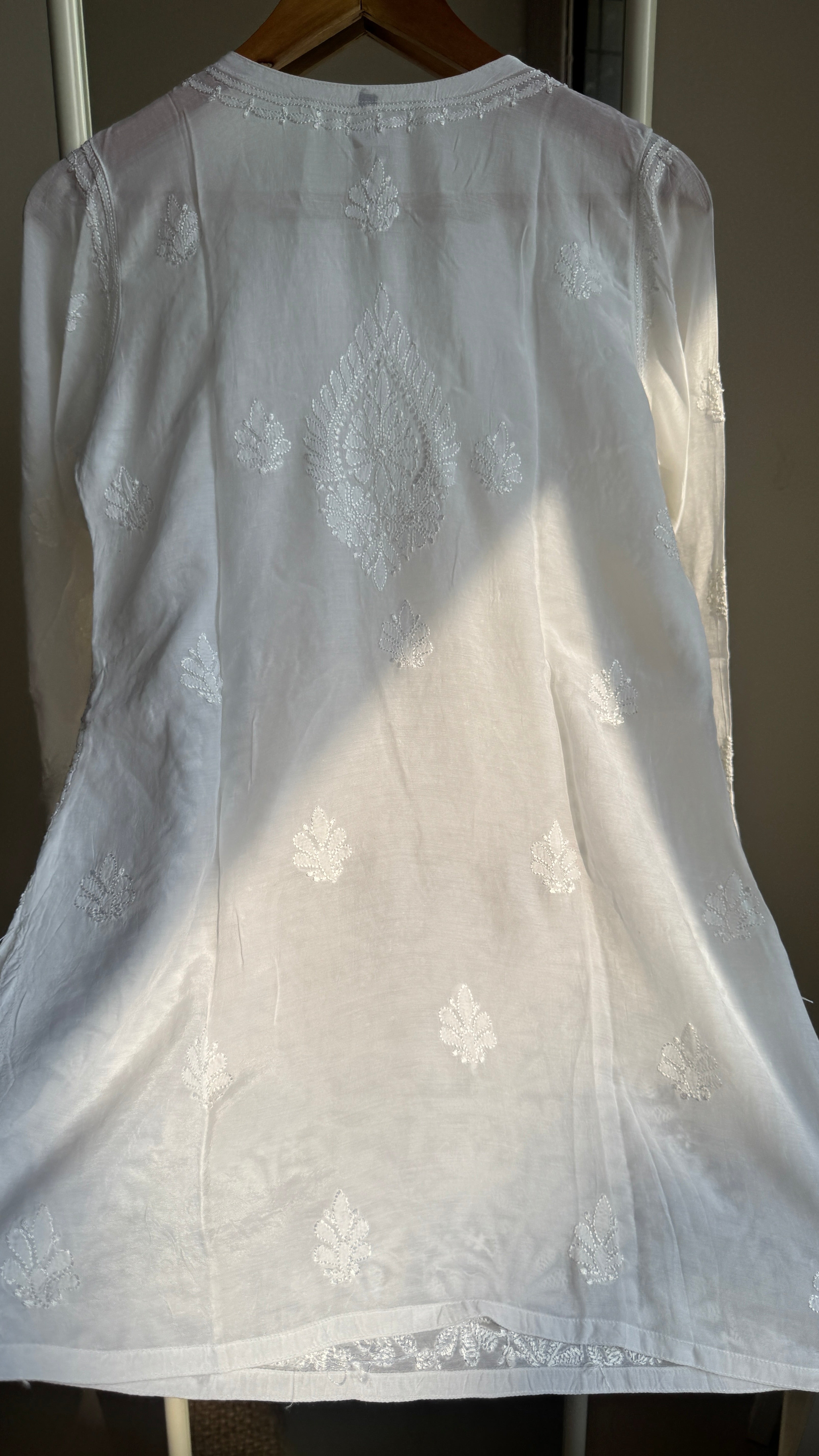 Chikankari Muslin short Top in White - HOOR Collection