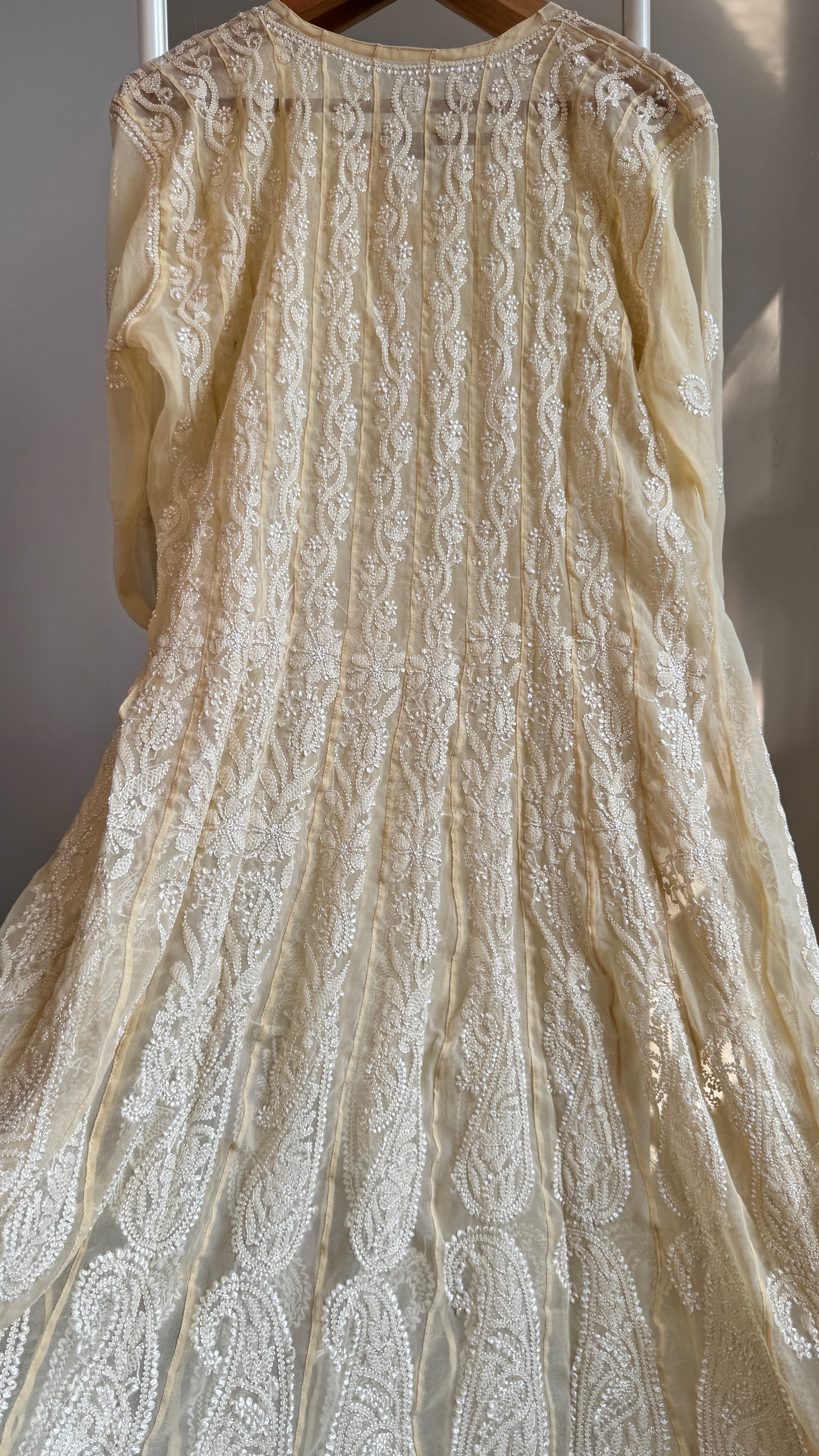 Georgette Chikankari Anarkali - Beige