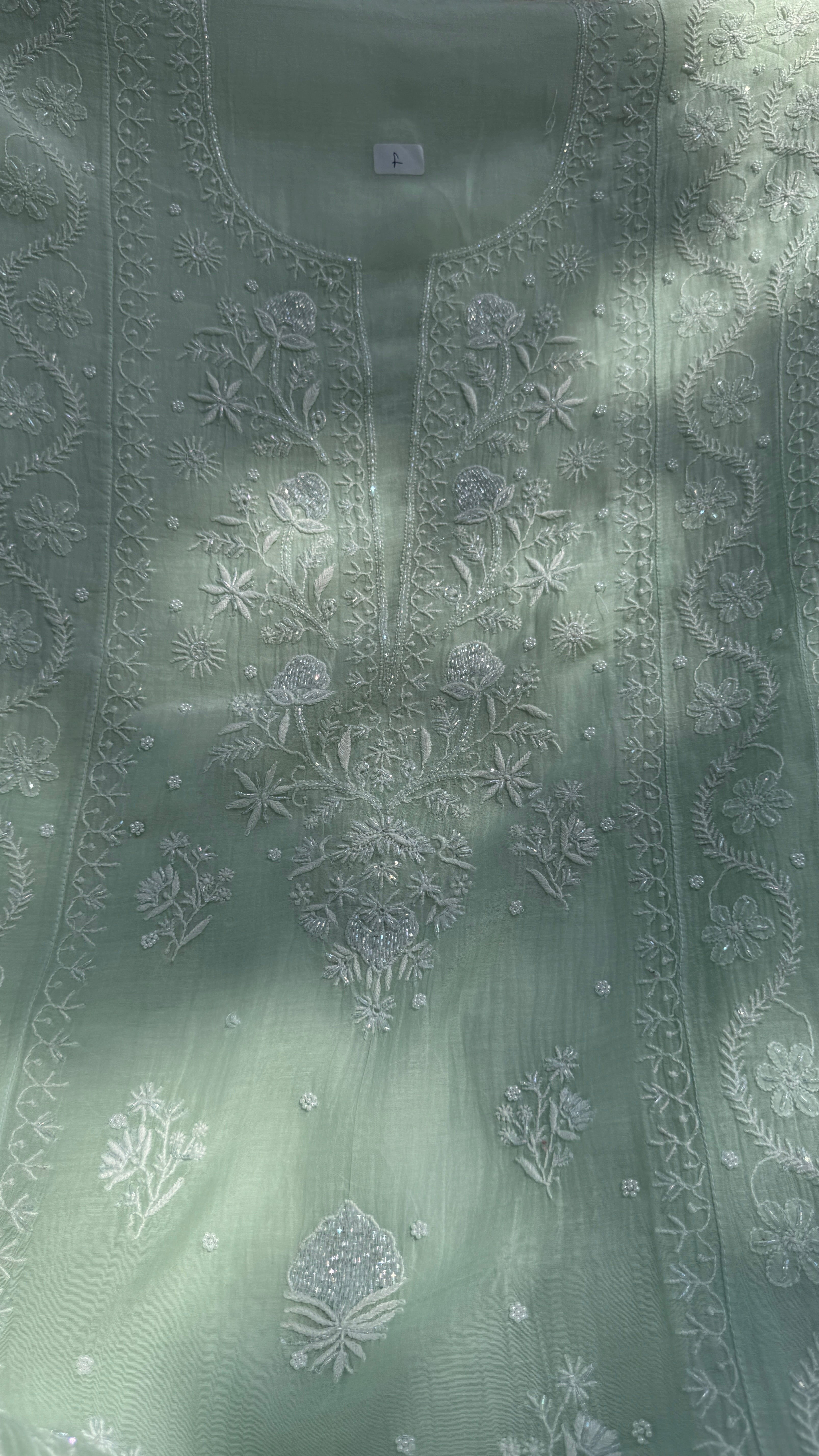 Mul Chanderi Chikankari - Unstitched Set - Green