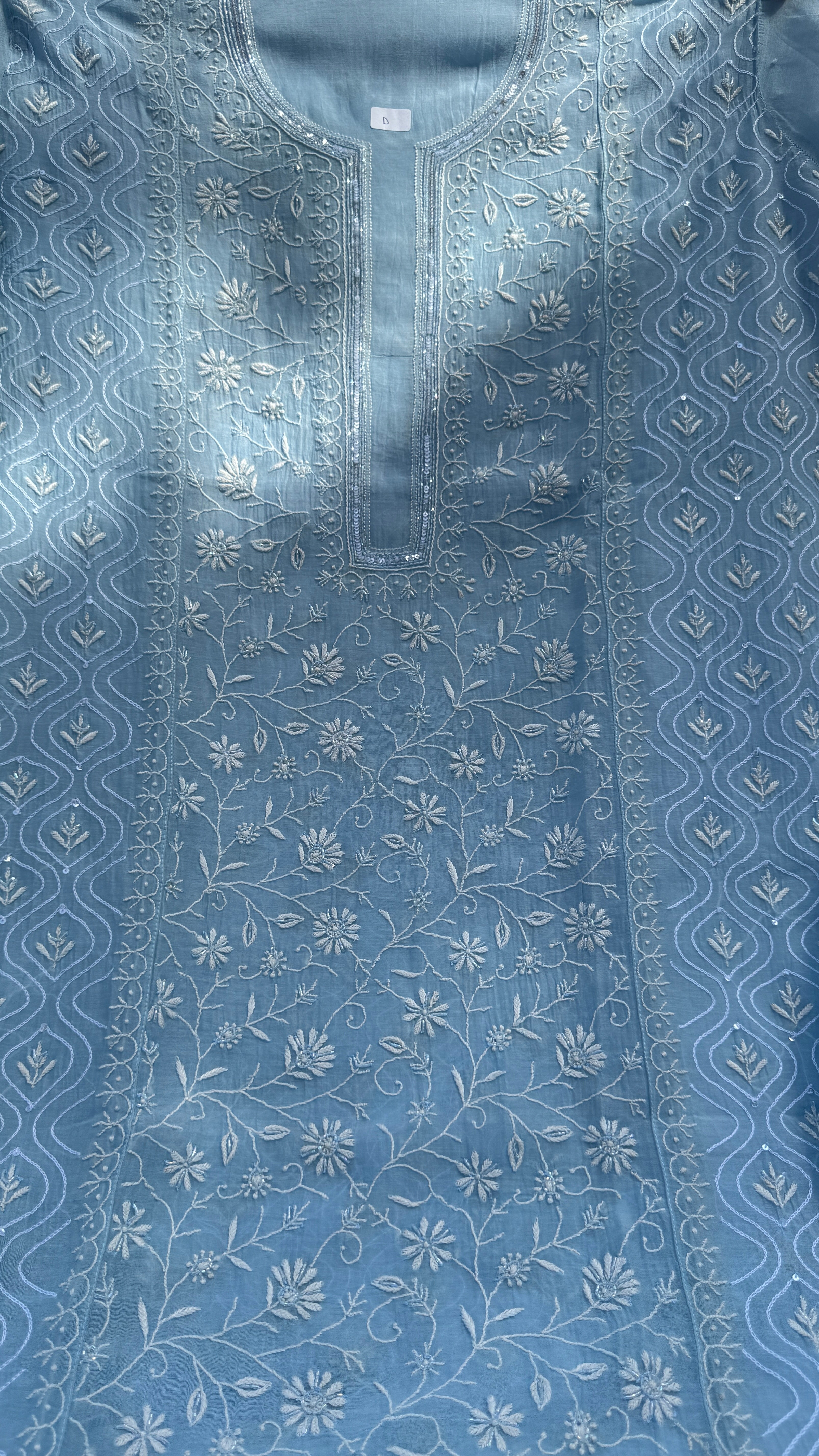 Mul Chanderi Chikankari - Unstitched Set - Blue