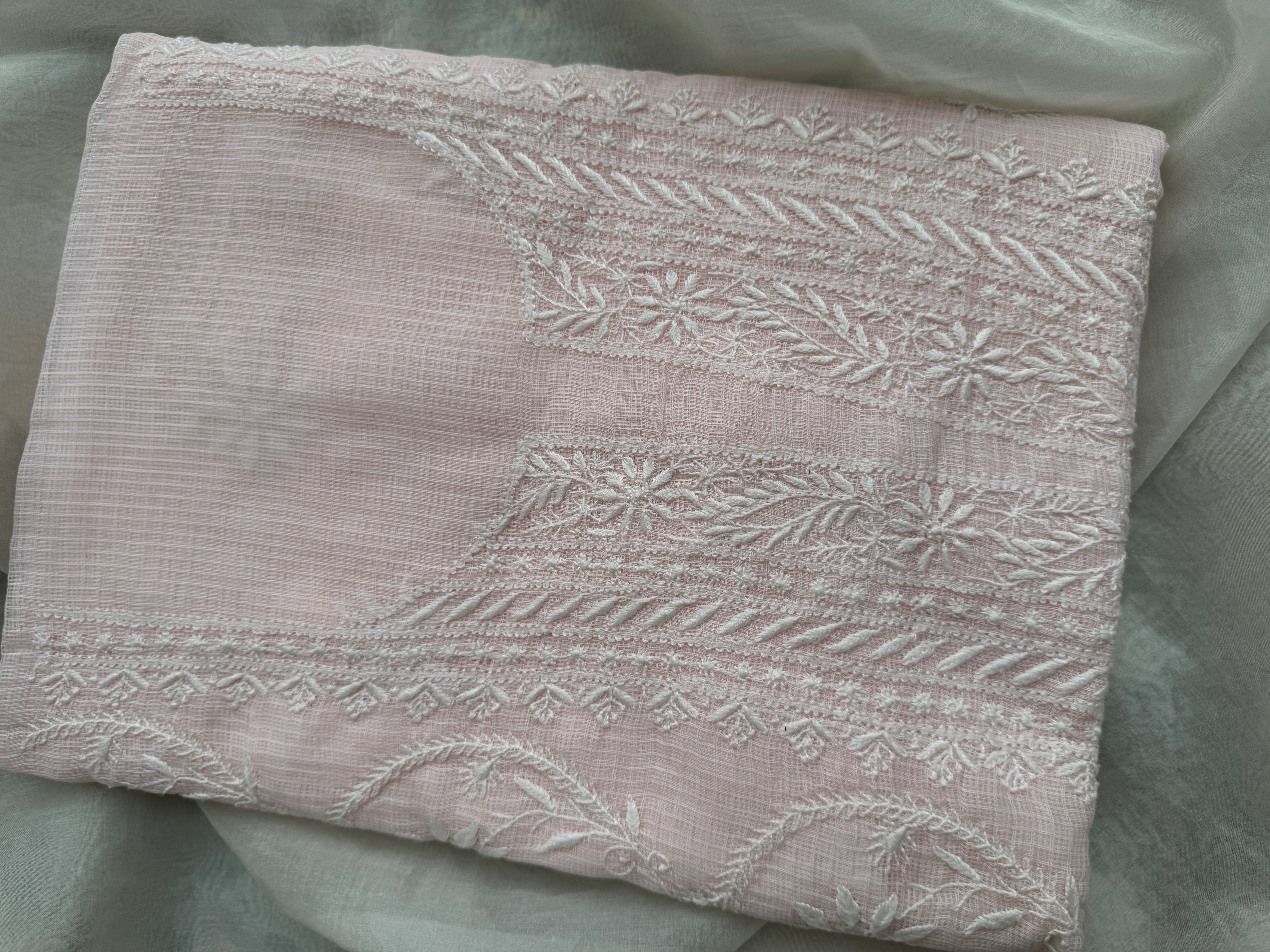 Kota Chikankari Length with Dupatta - Pale Pink ARIAA CHIKANKARI 