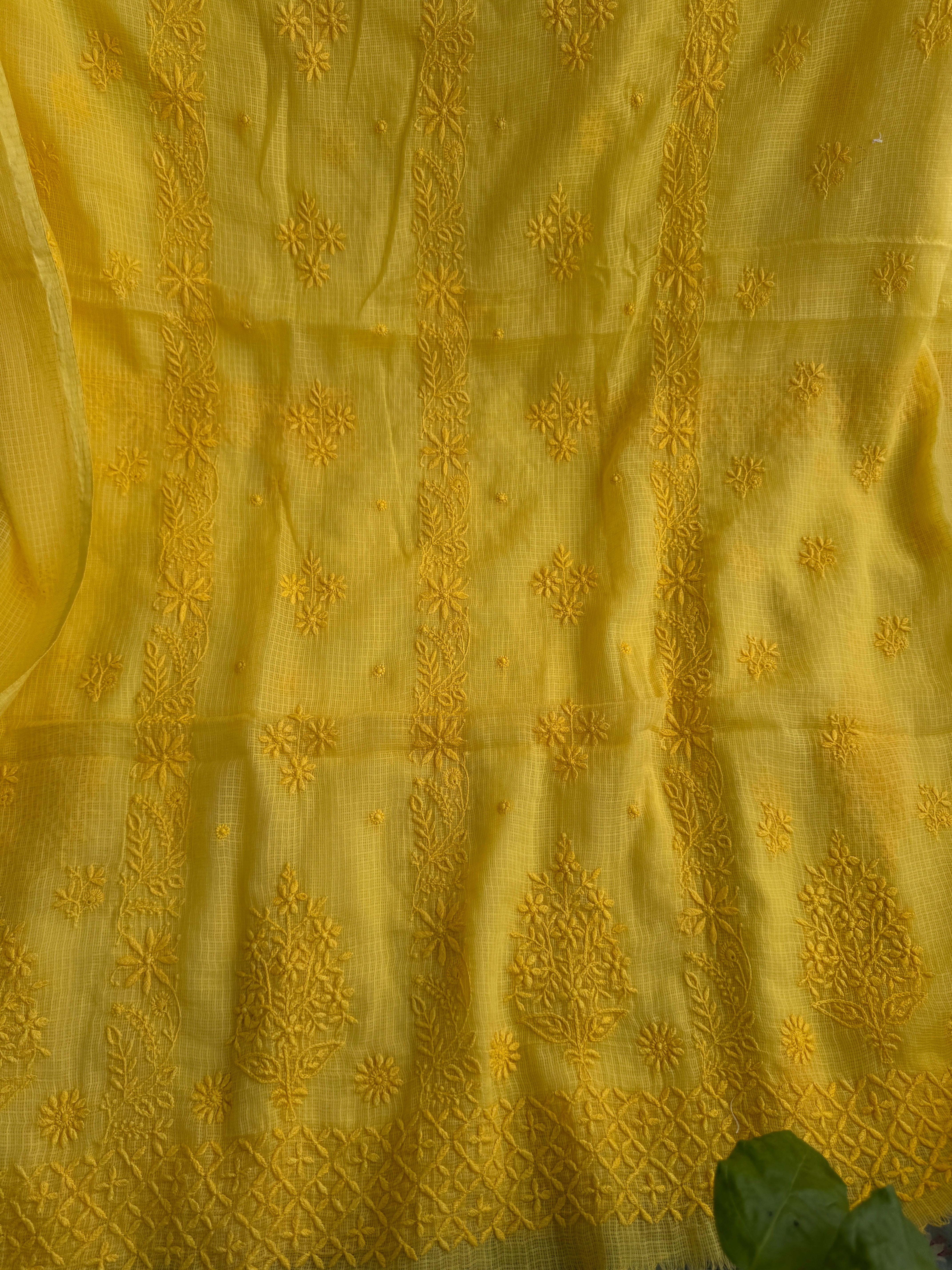 Kota Length with Dupatta - Yellow ARIAA CHIKANKARI 