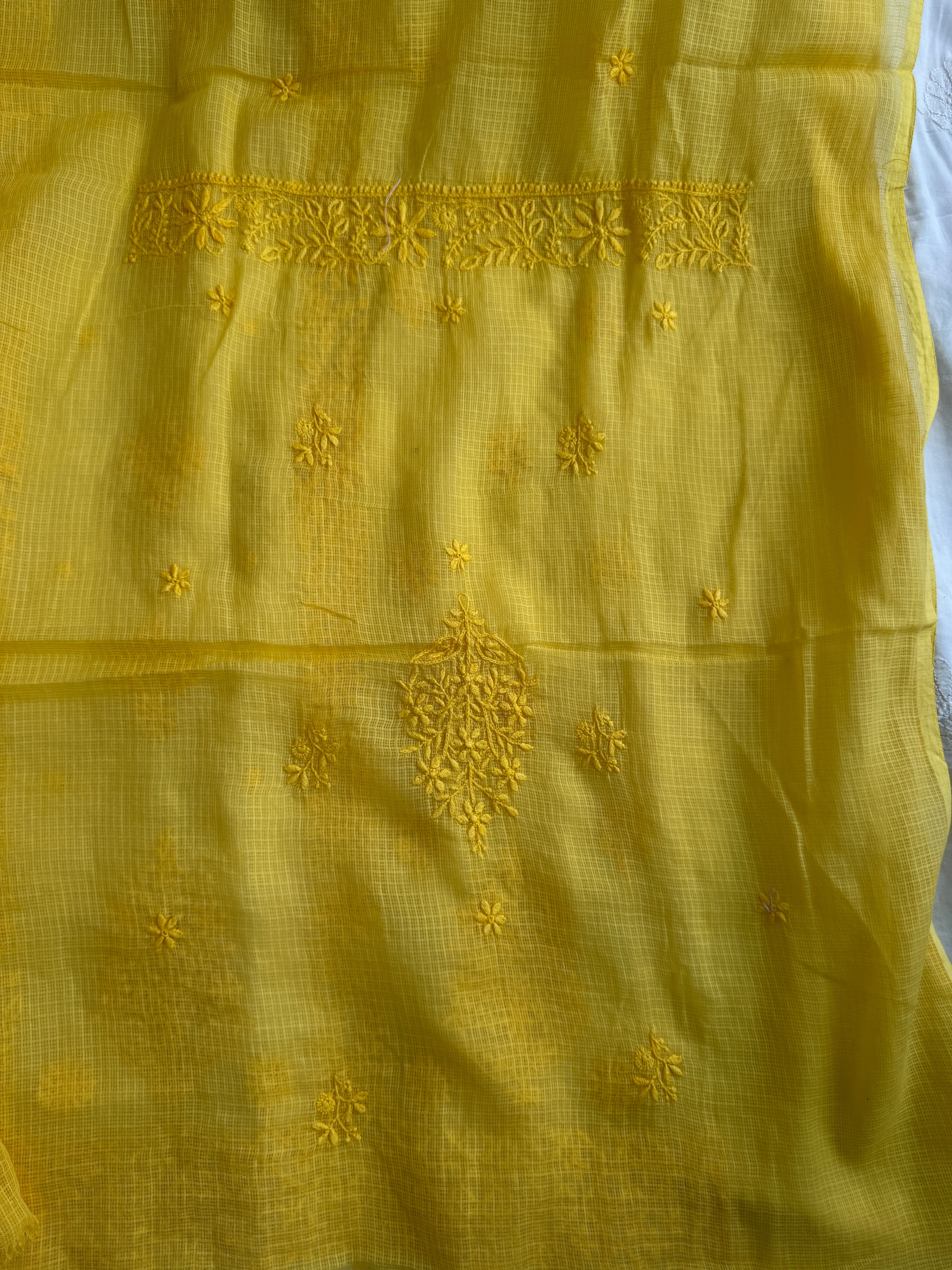 Kota Length with Dupatta - Yellow ARIAA CHIKANKARI 