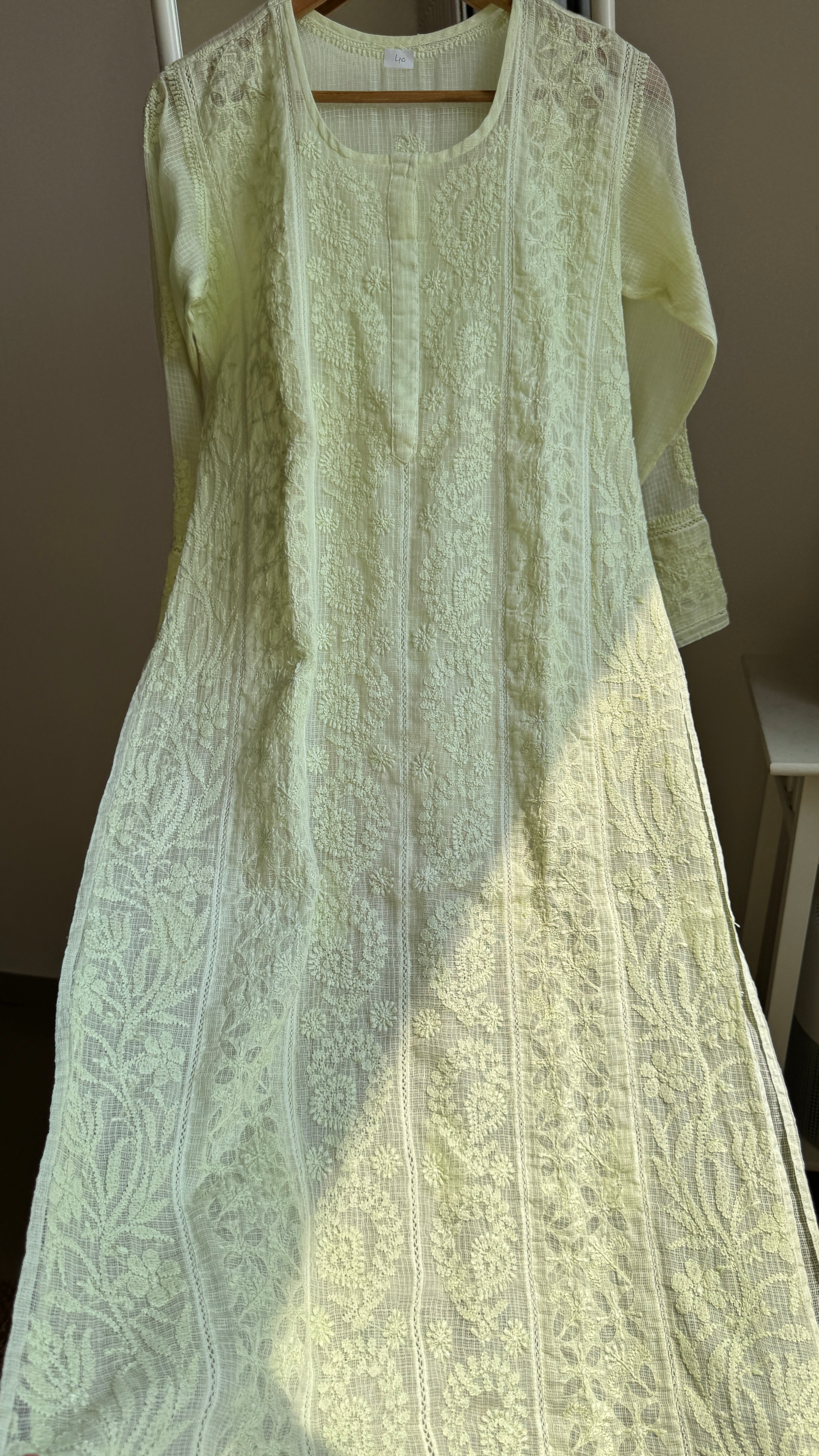 Kota Soft Cotton Chikankari Kurti - Apple Green - CHAND Collection
