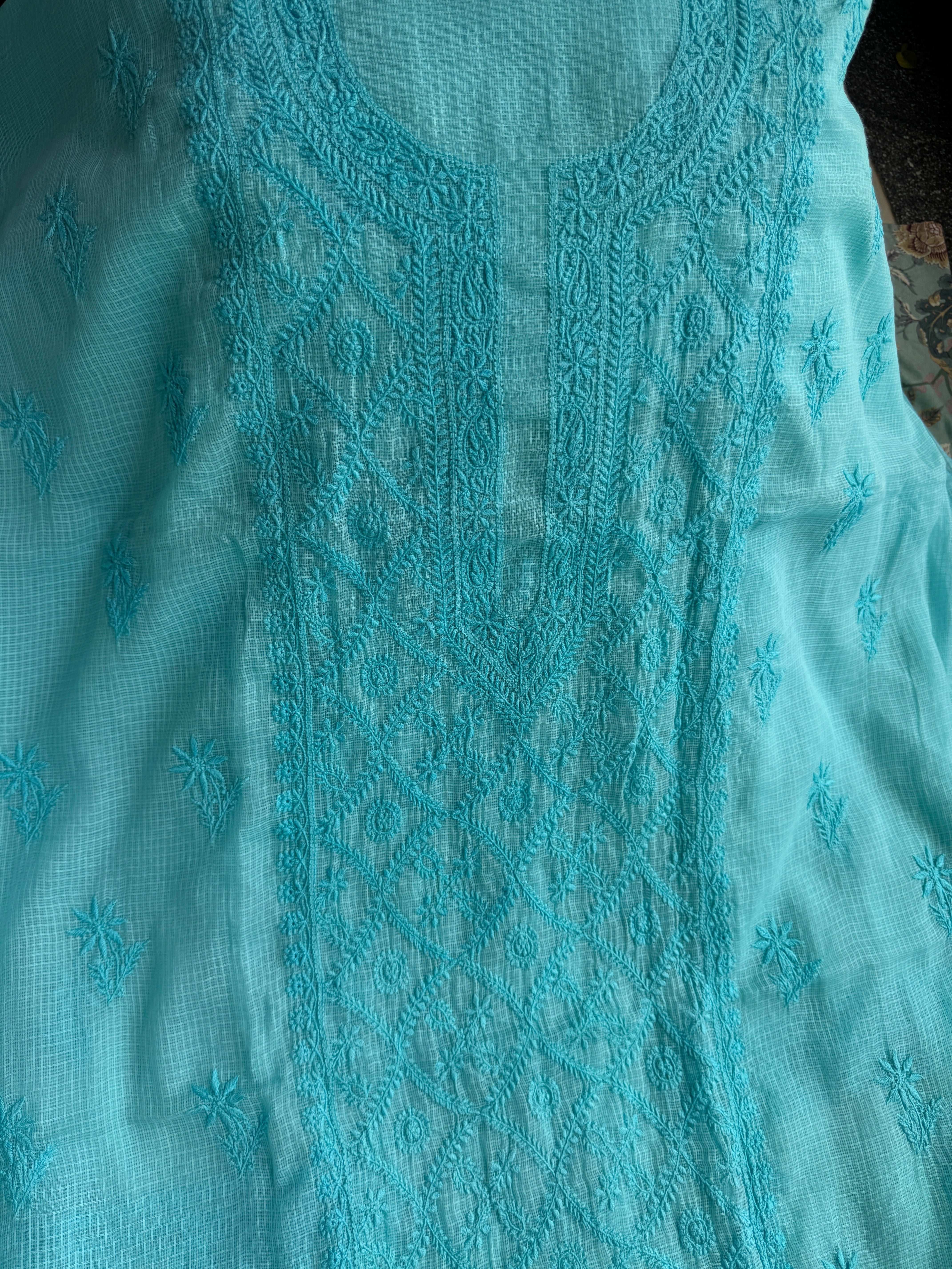 Kota Length with Dupatta - Blue ARIAA CHIKANKARI 