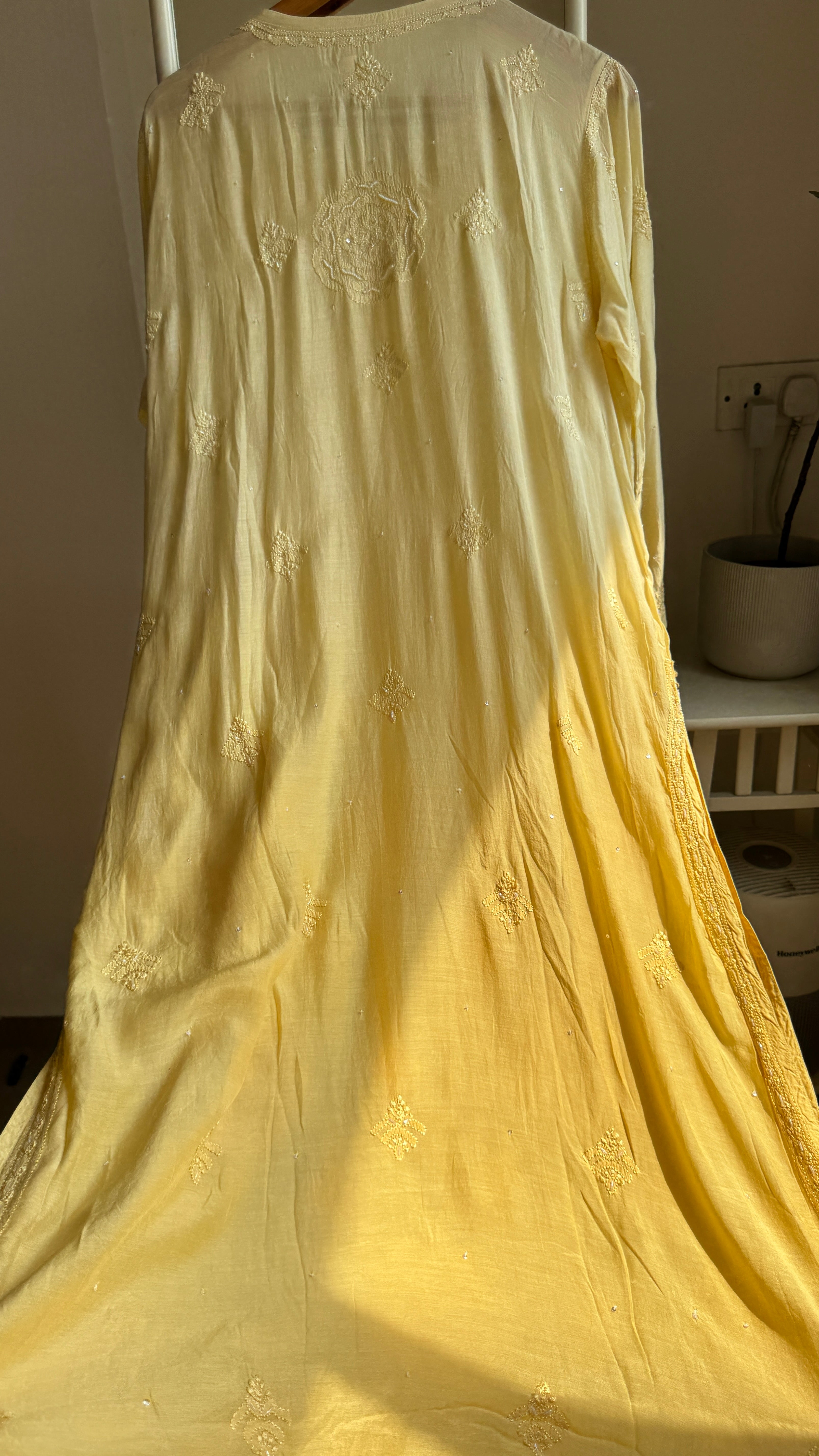 Muslin Chikankari Kurti with Pearl  Work - Cream