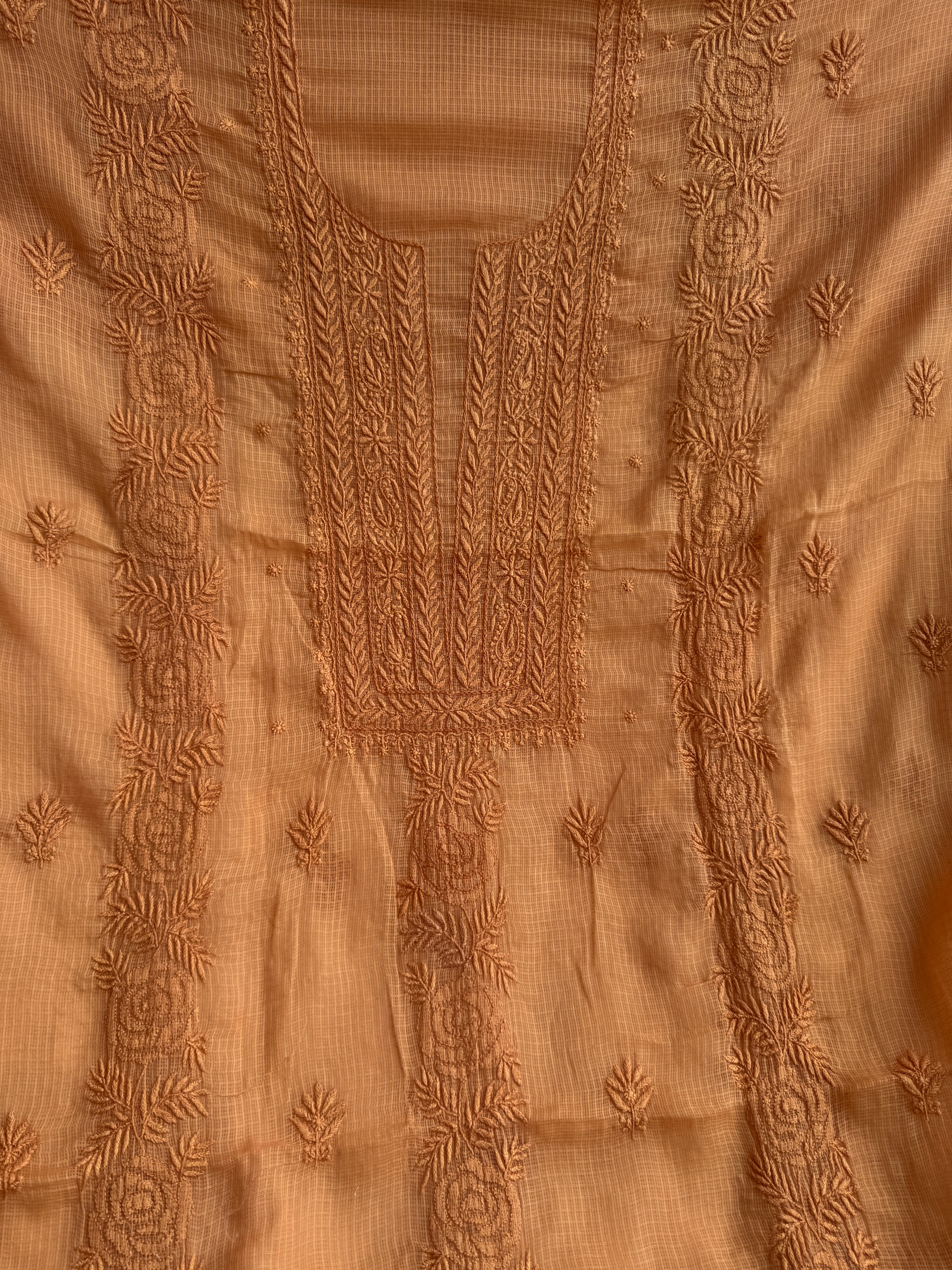 Kota Length with Dupatta - Rust Rose ARIAA CHIKANKARI 