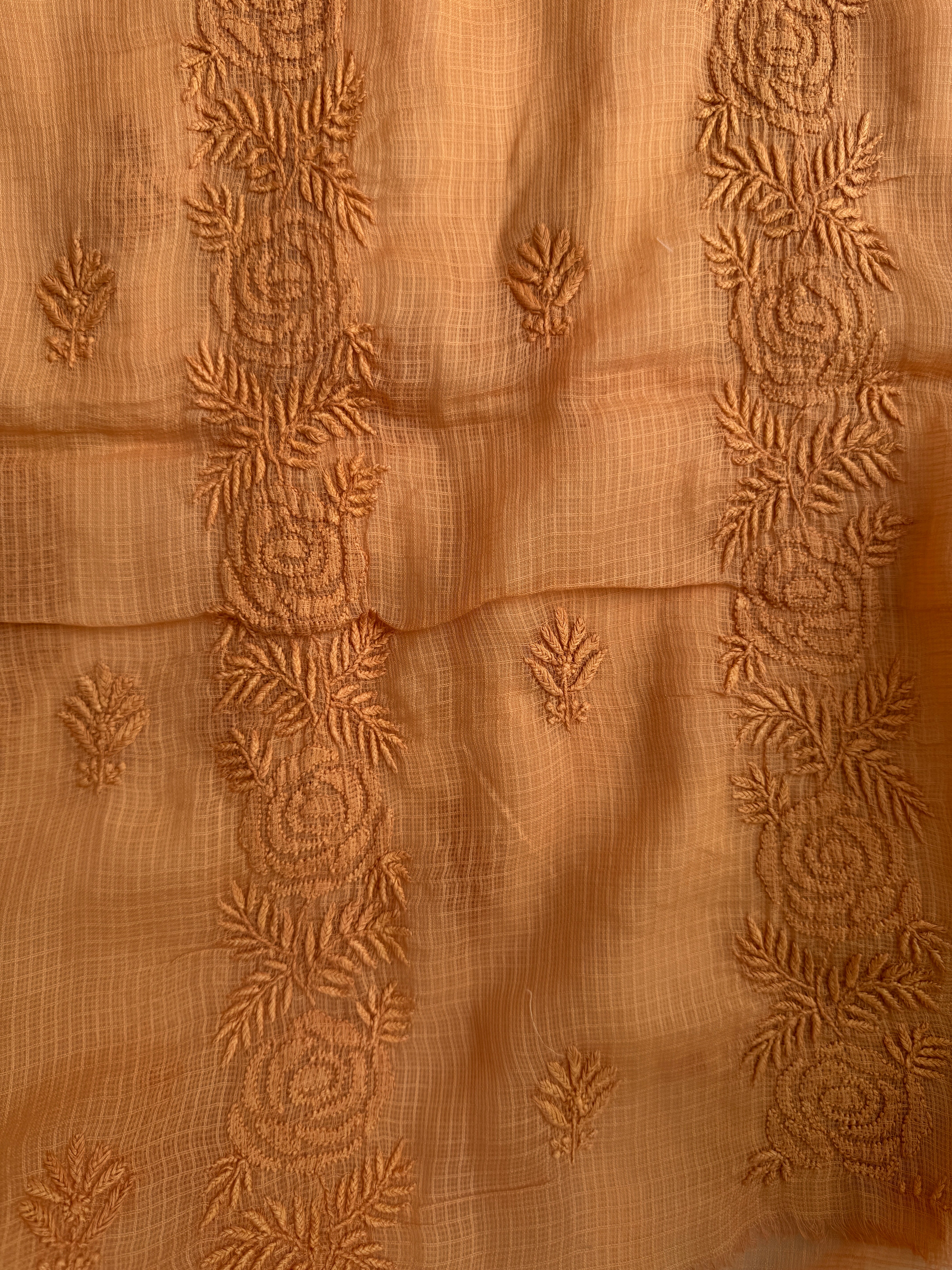 Kota Length with Dupatta - Rust Rose ARIAA CHIKANKARI 