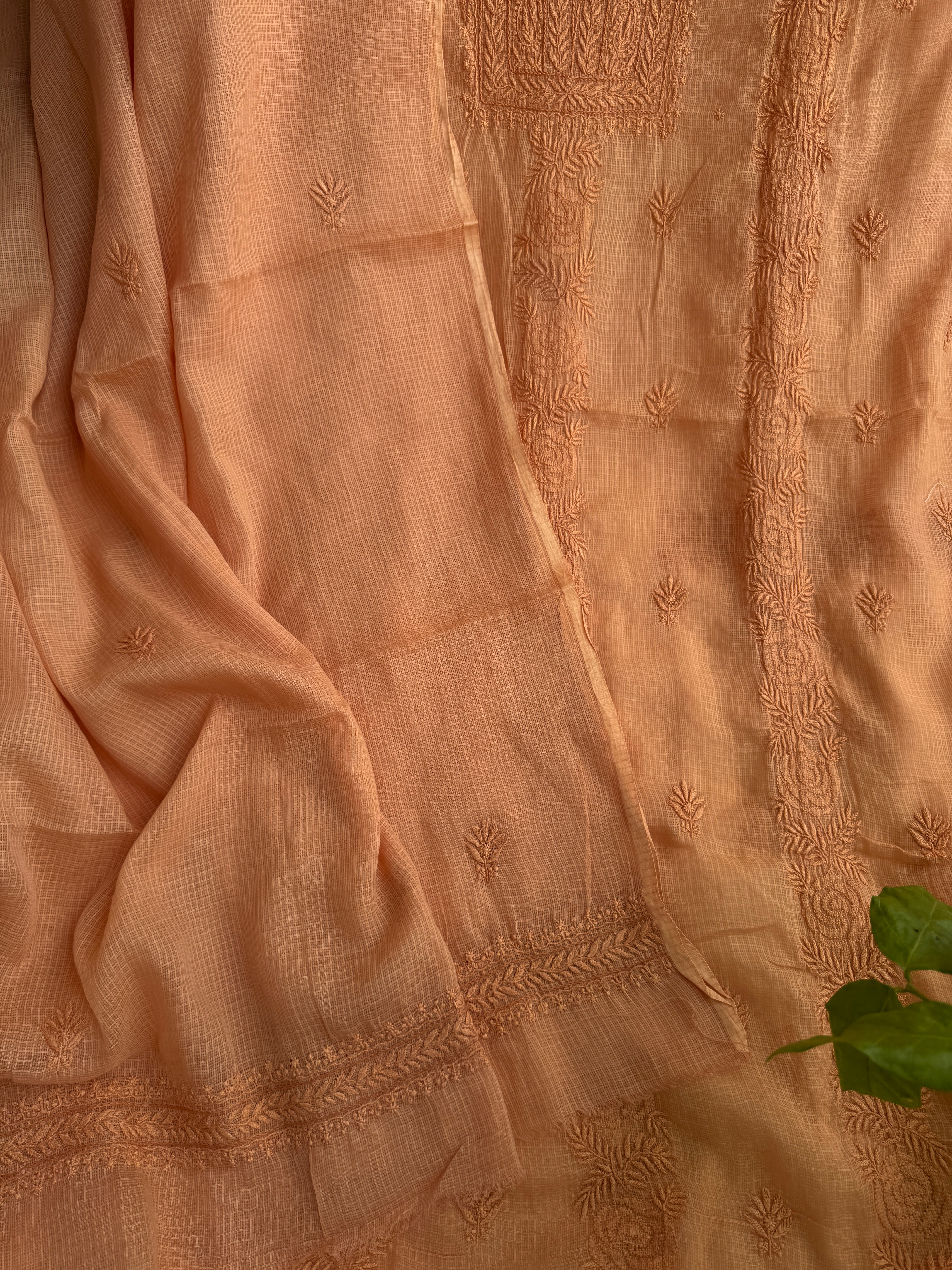 Kota Length with Dupatta - Rust Rose ARIAA CHIKANKARI 