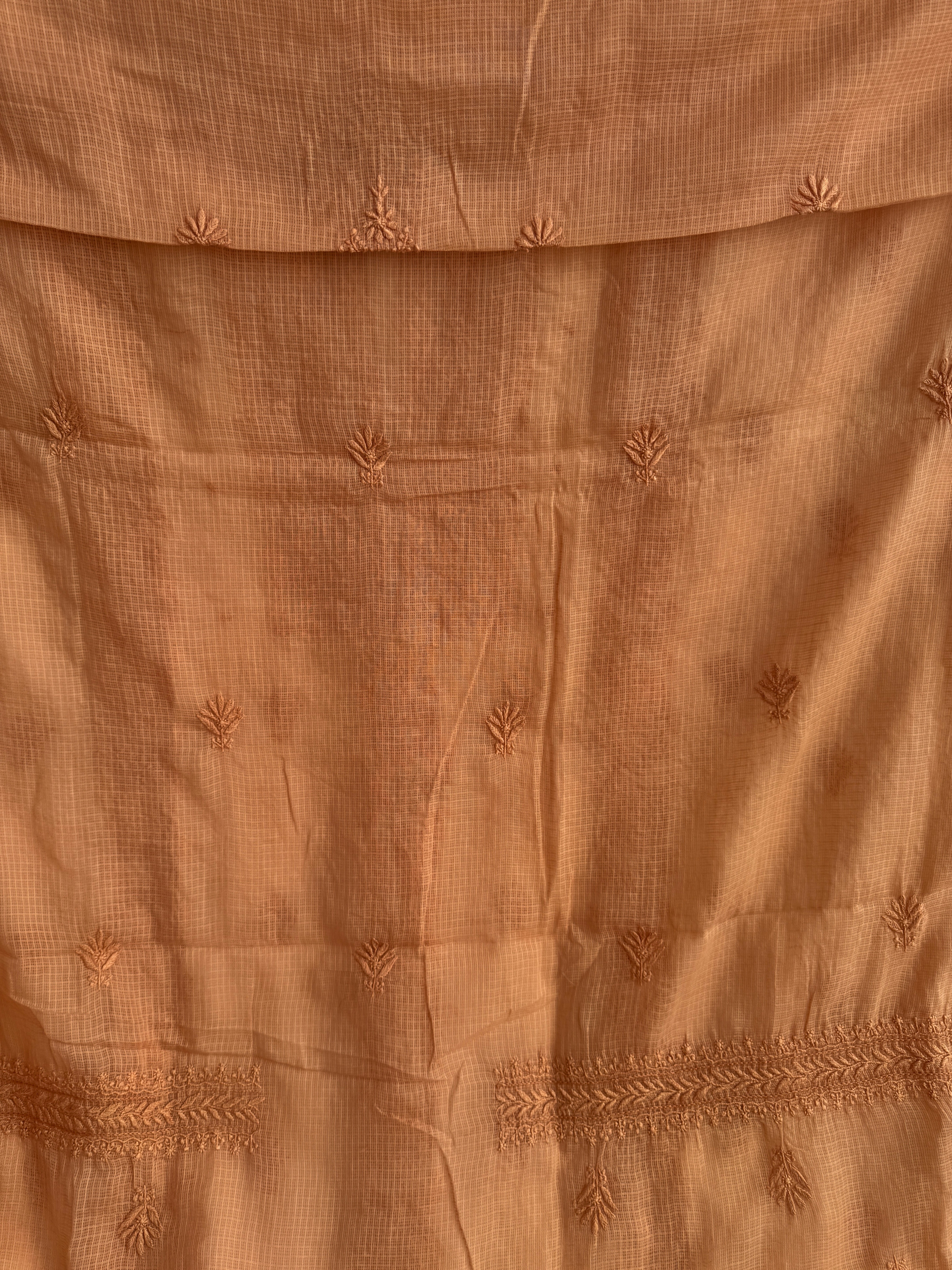 Kota Length with Dupatta - Rust Rose ARIAA CHIKANKARI 