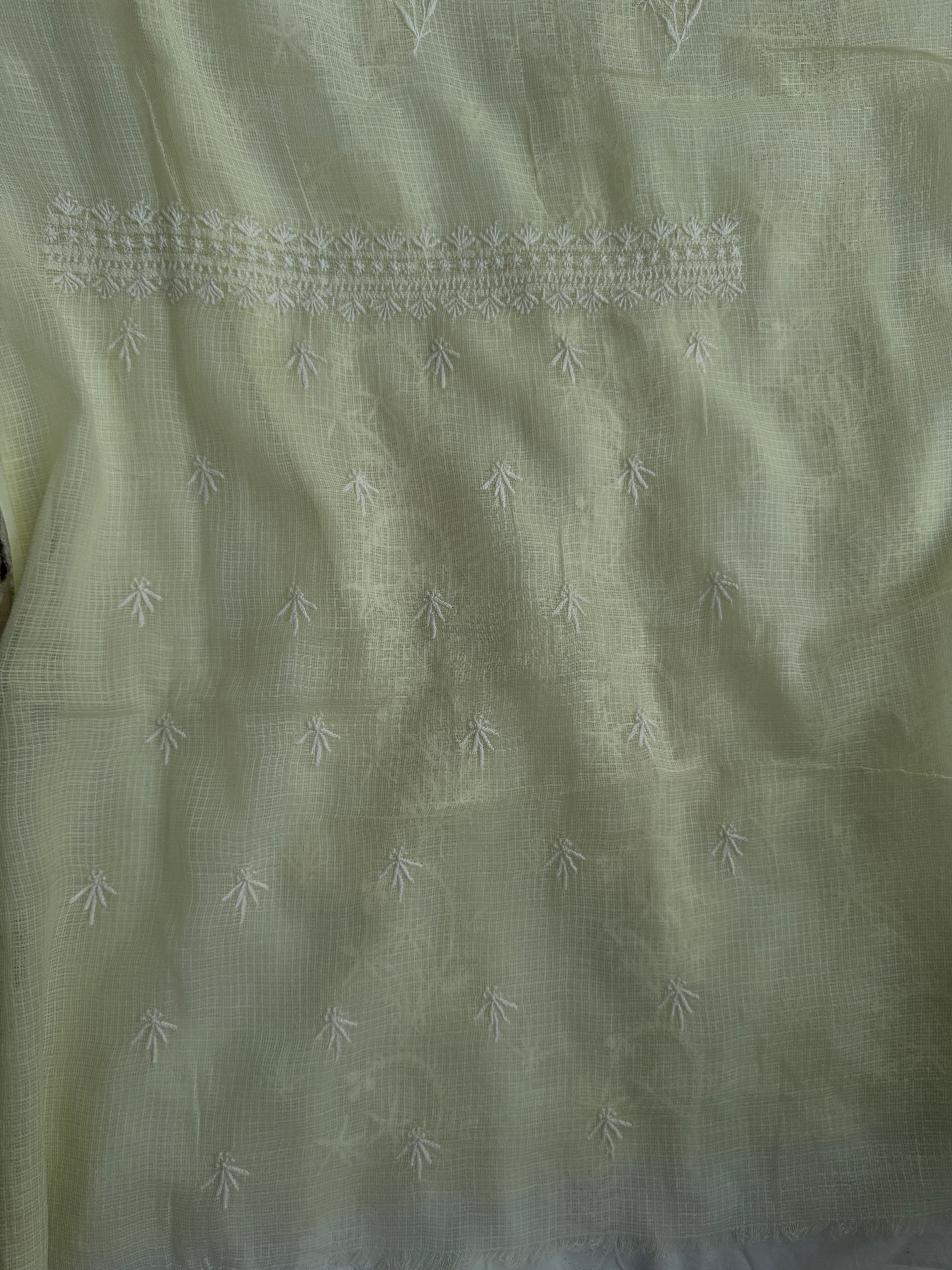 Kota Length with Dupatta - lemon yellow ARIAA CHIKANKARI 