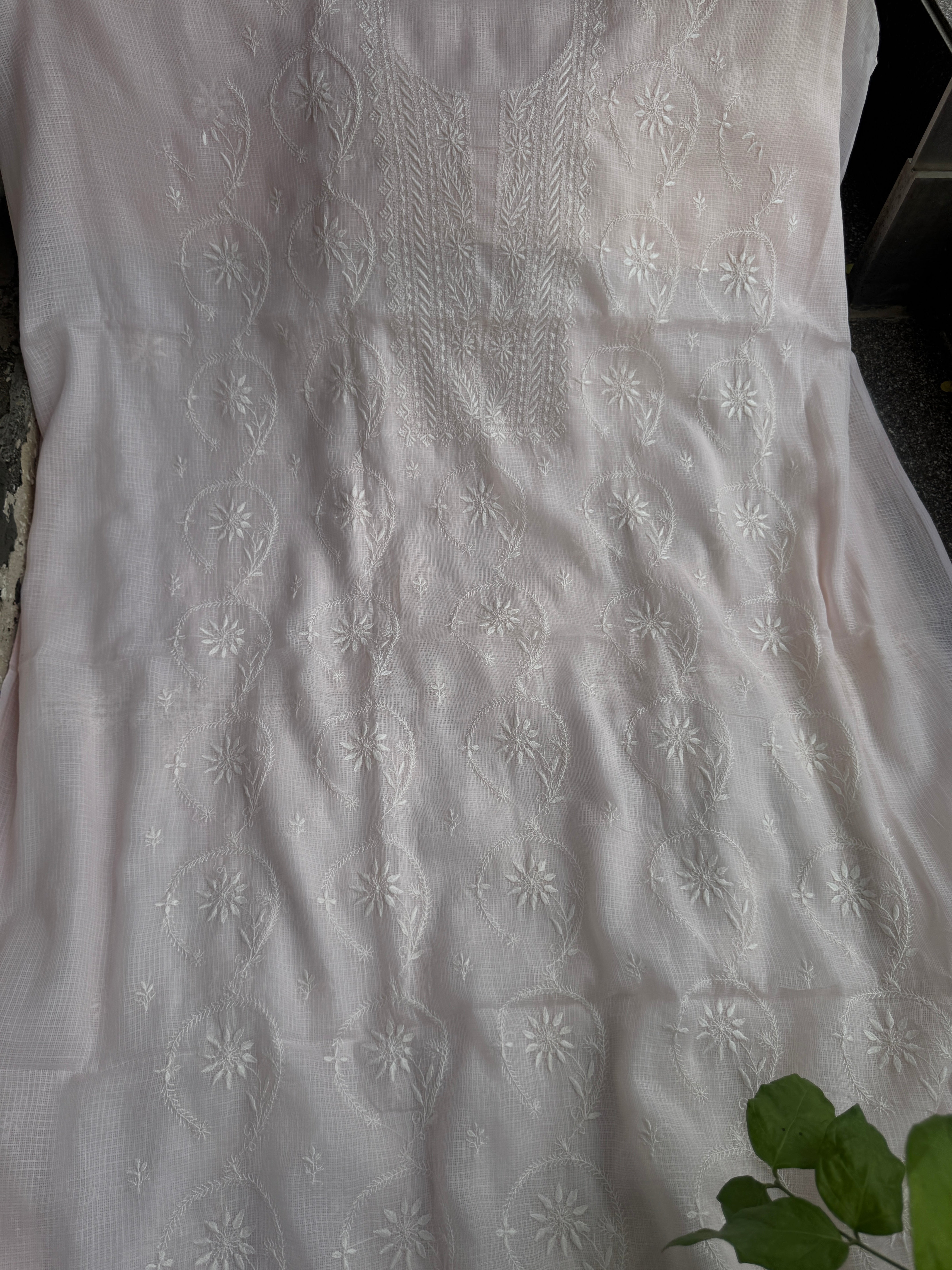 Kota Chikankari Length with Dupatta - Pale Pink ARIAA CHIKANKARI 