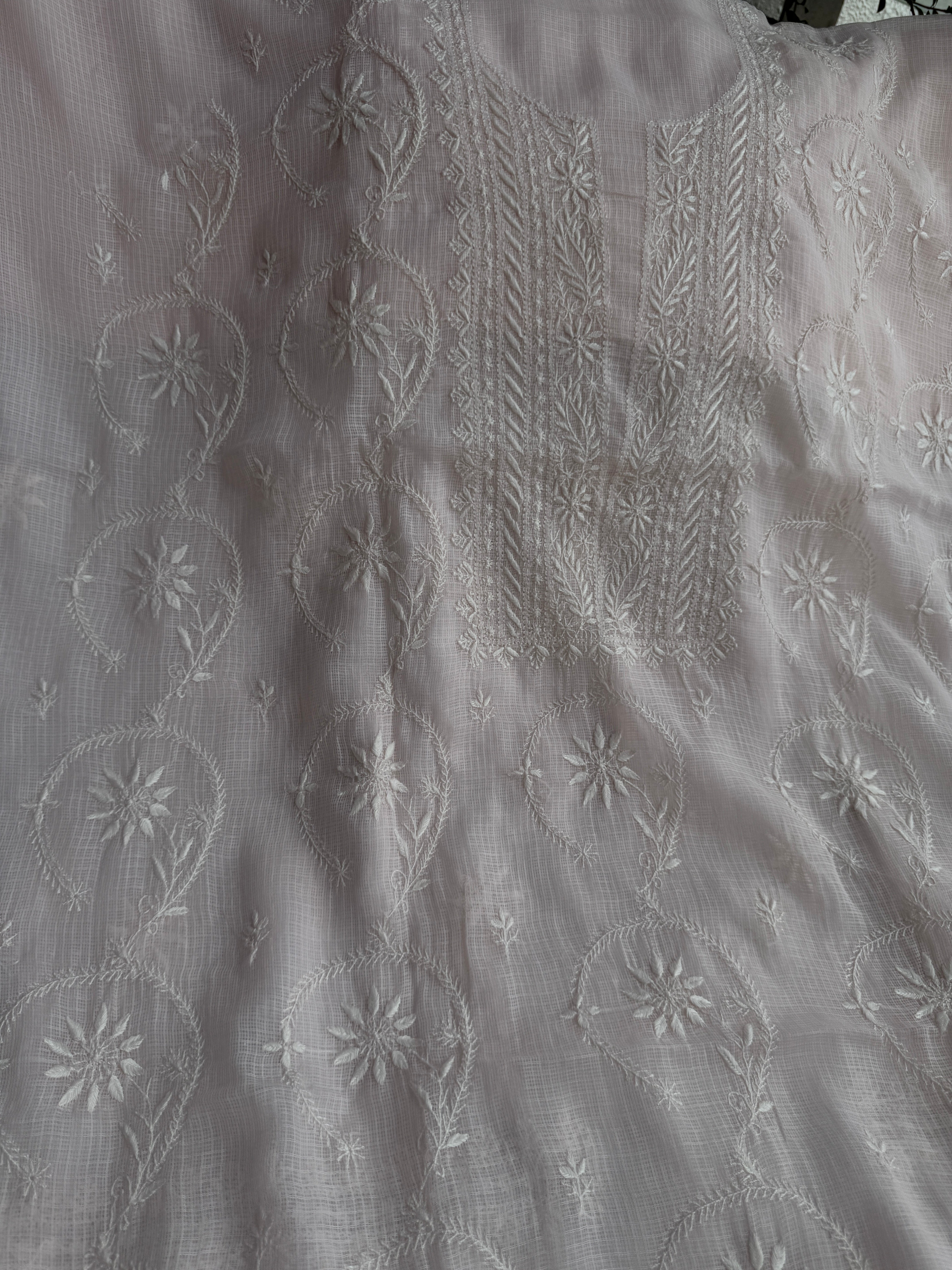 Kota Chikankari Length with Dupatta - Pale Pink ARIAA CHIKANKARI 