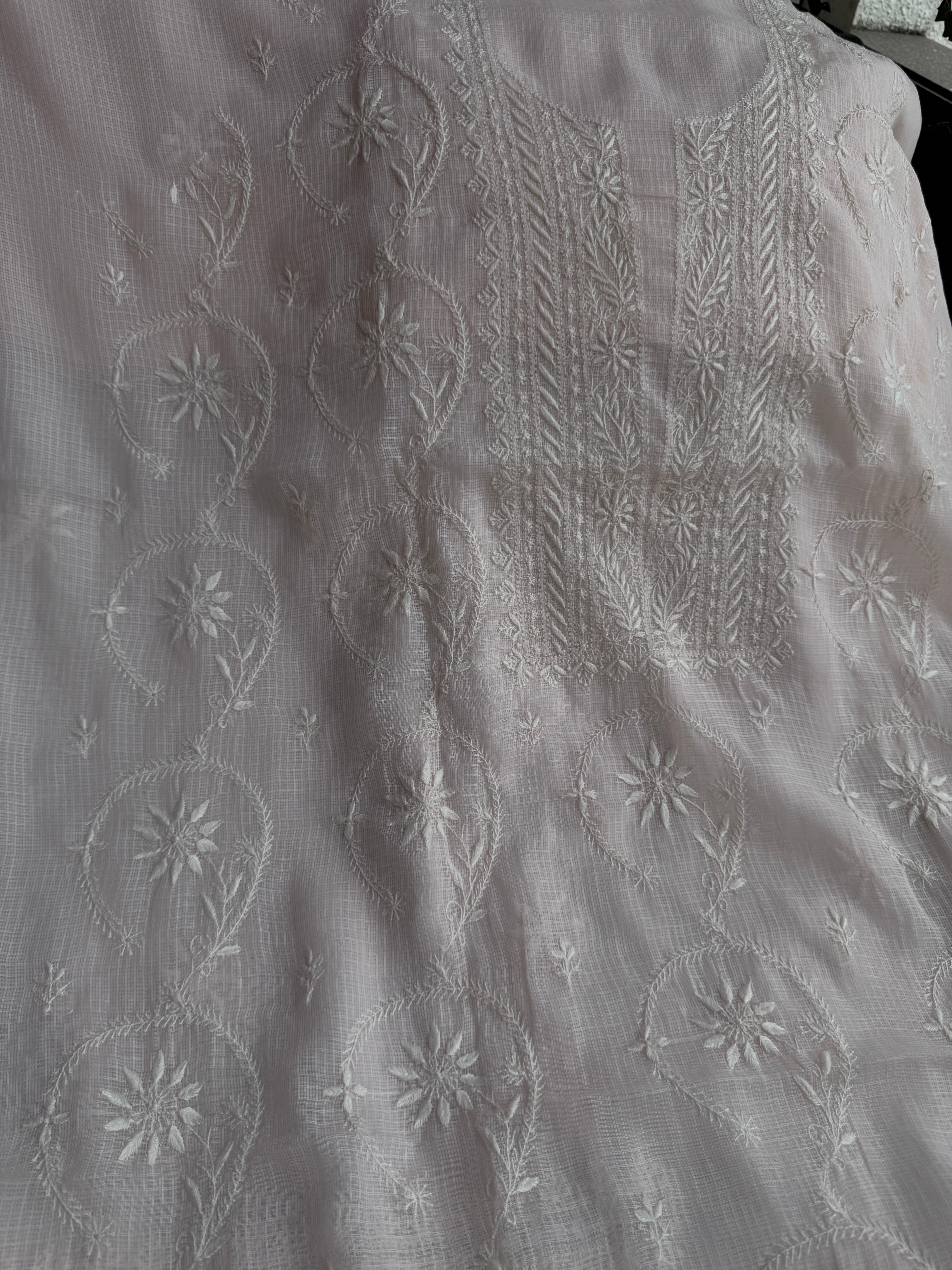 Kota Chikankari Length with Dupatta - Pale Pink ARIAA CHIKANKARI 