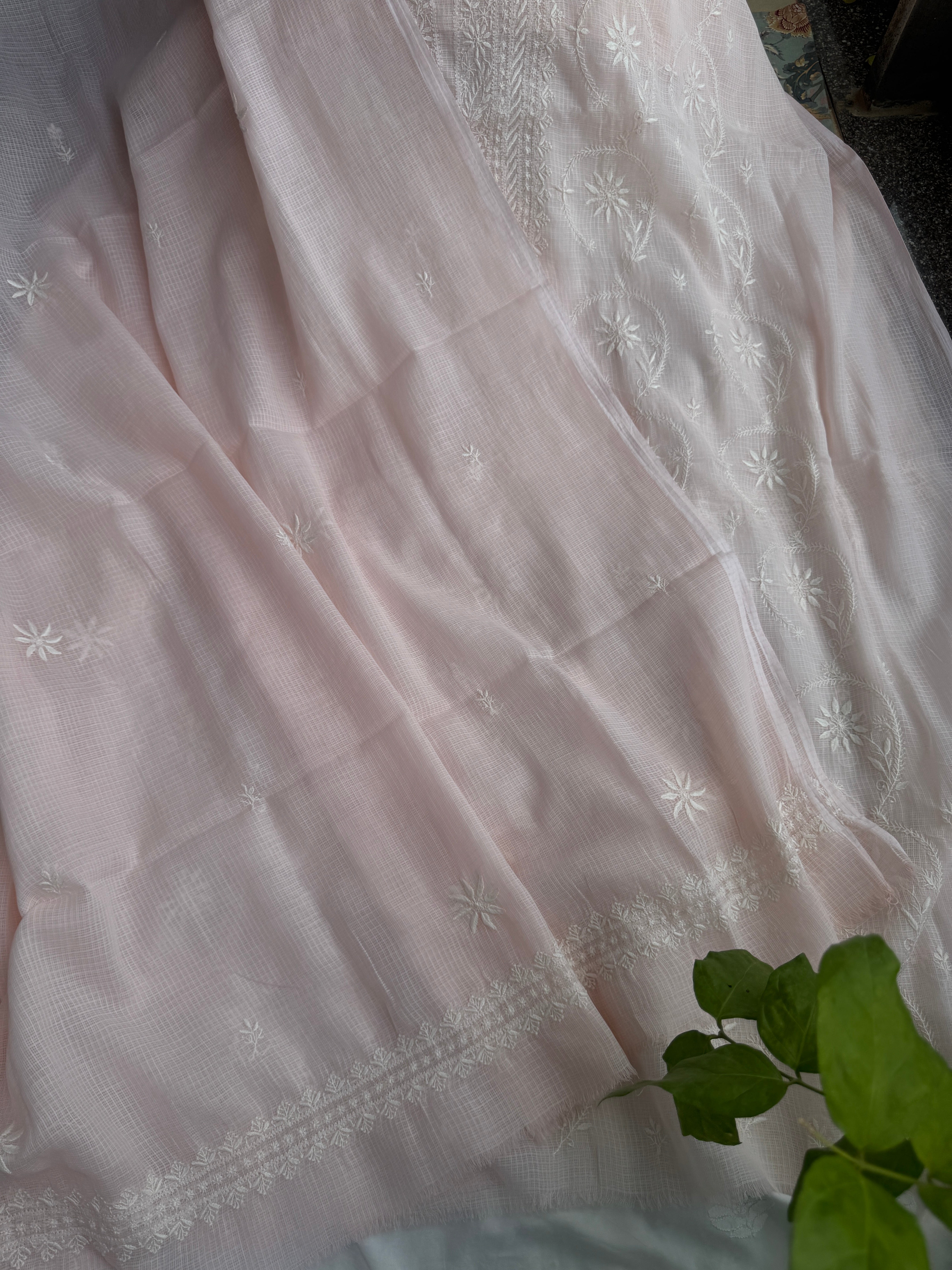 Kota Chikankari Length with Dupatta - Pale Pink ARIAA CHIKANKARI 