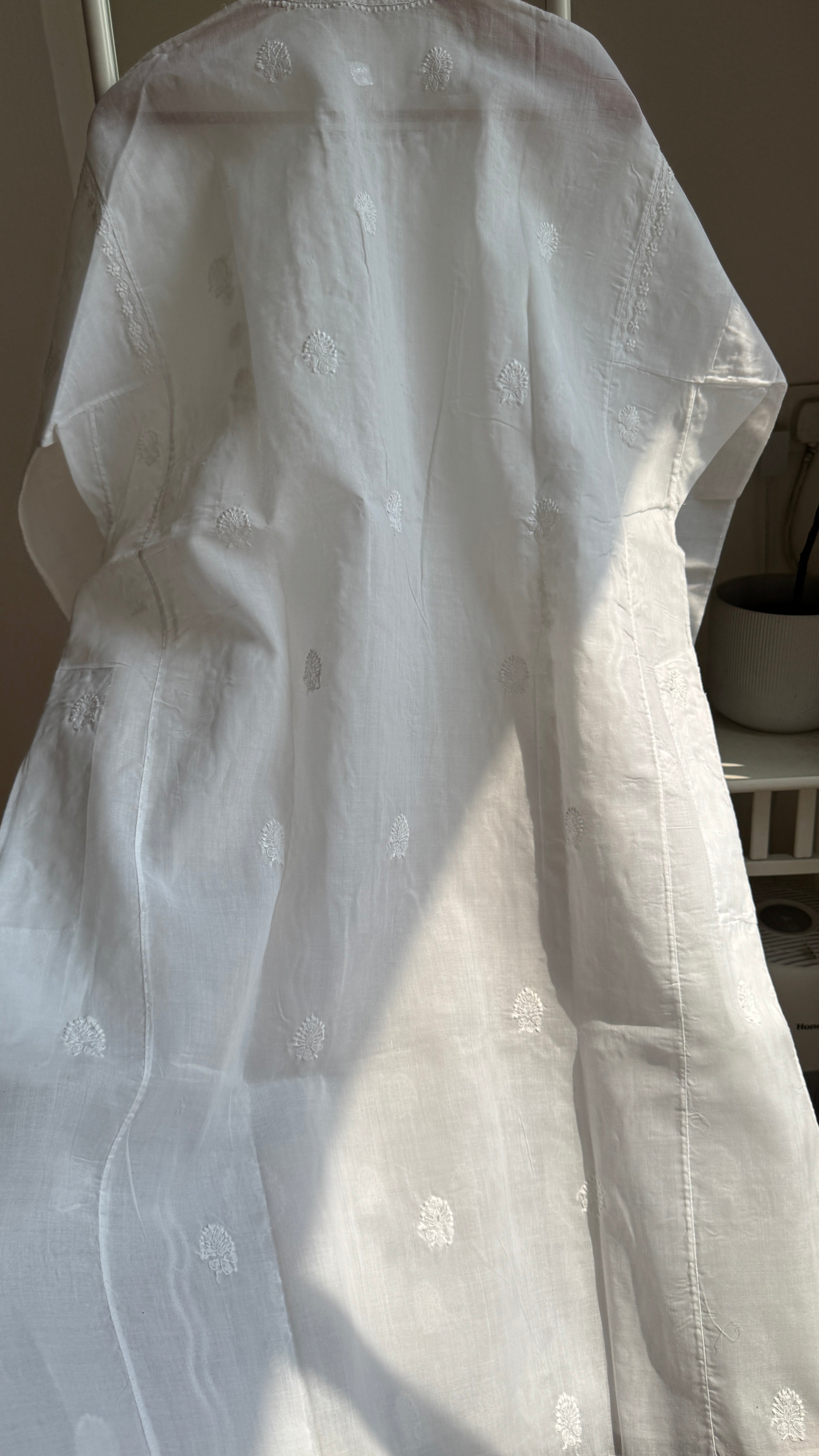Cotton Chikankari Kurta -  White - Men's Collection
