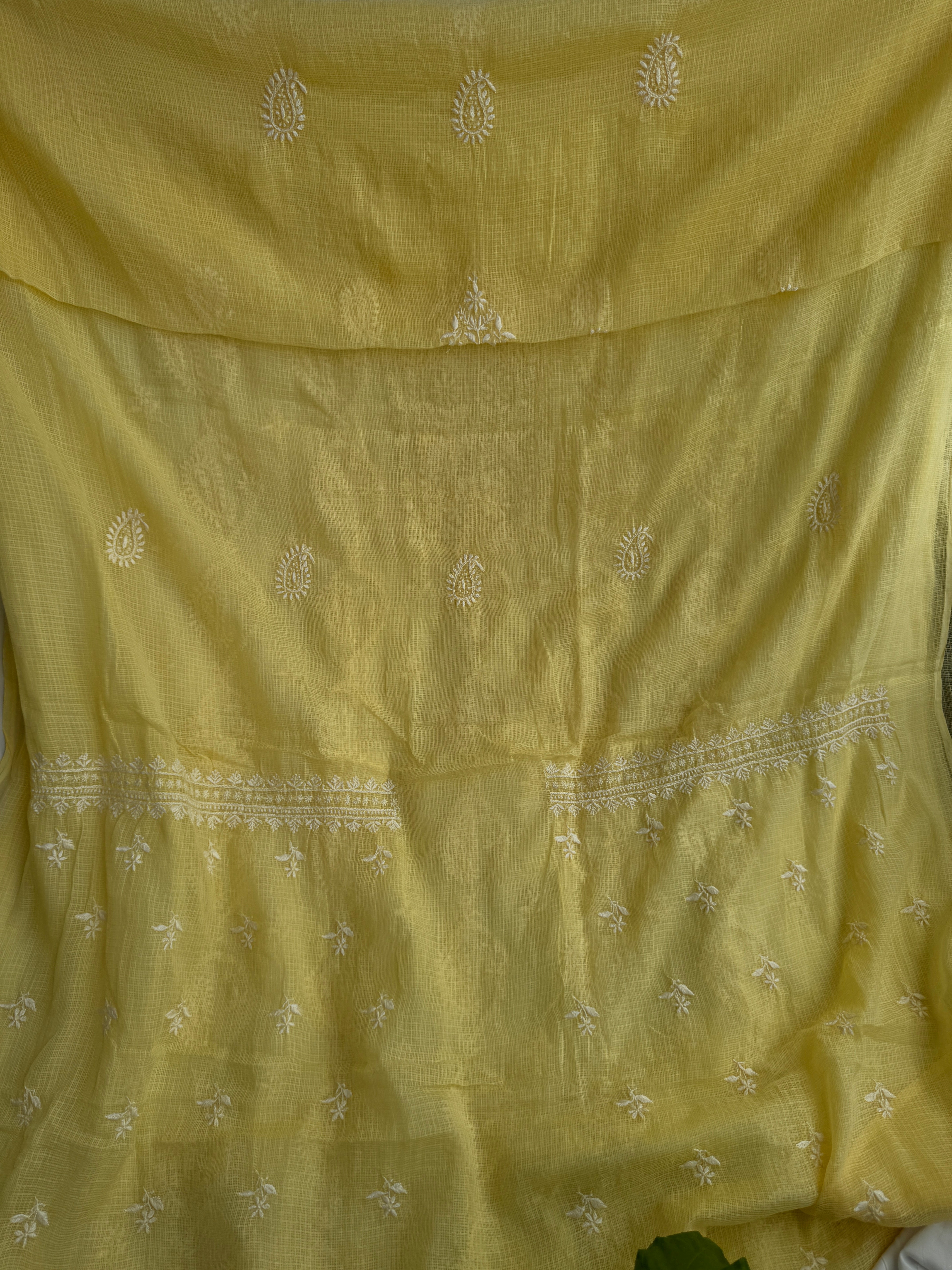 Kota Length with Dupatta - Yellow ARIAA CHIKANKARI 