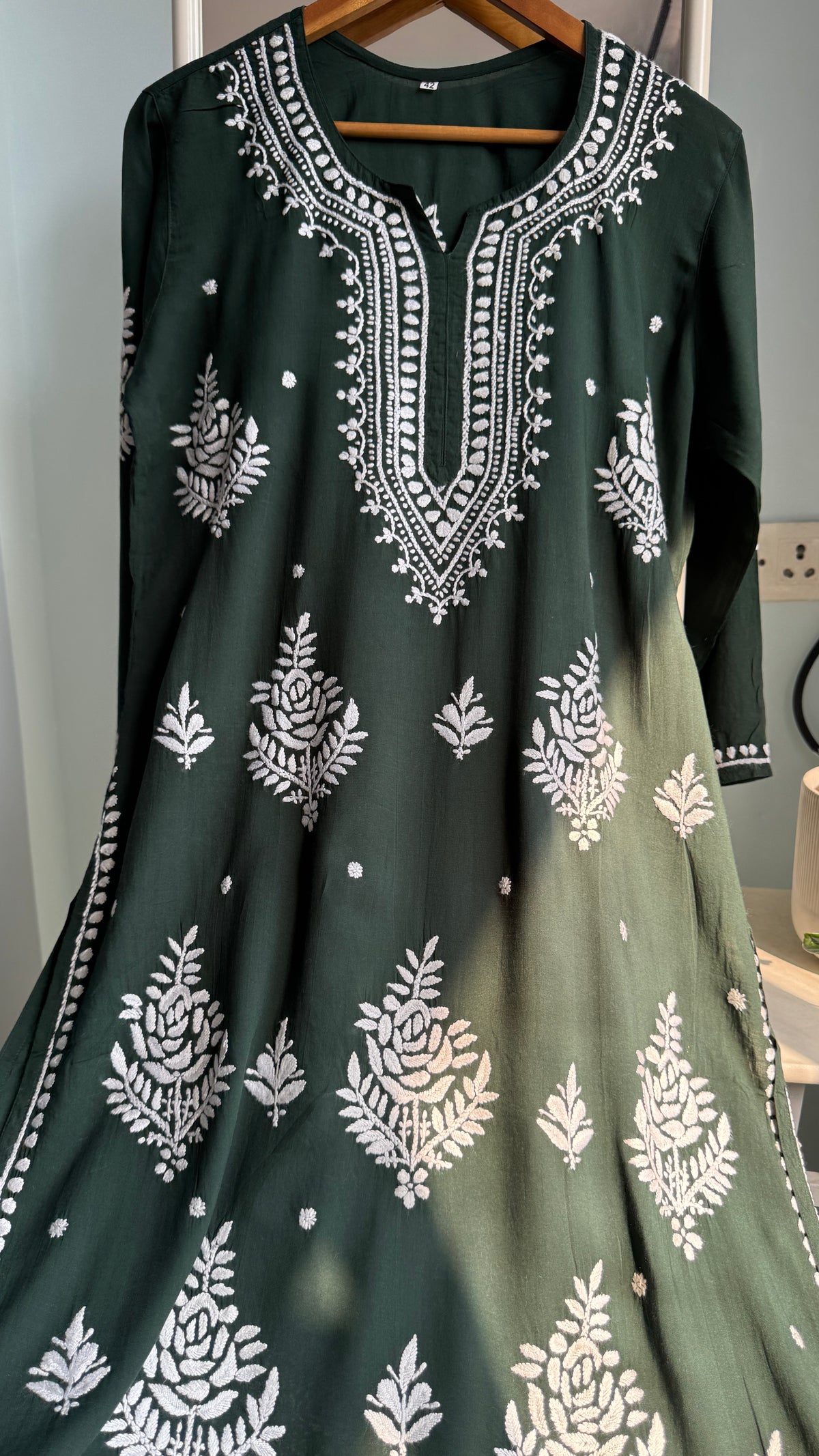 Modal Cotton Chikankari straight Palazzo Set - Green