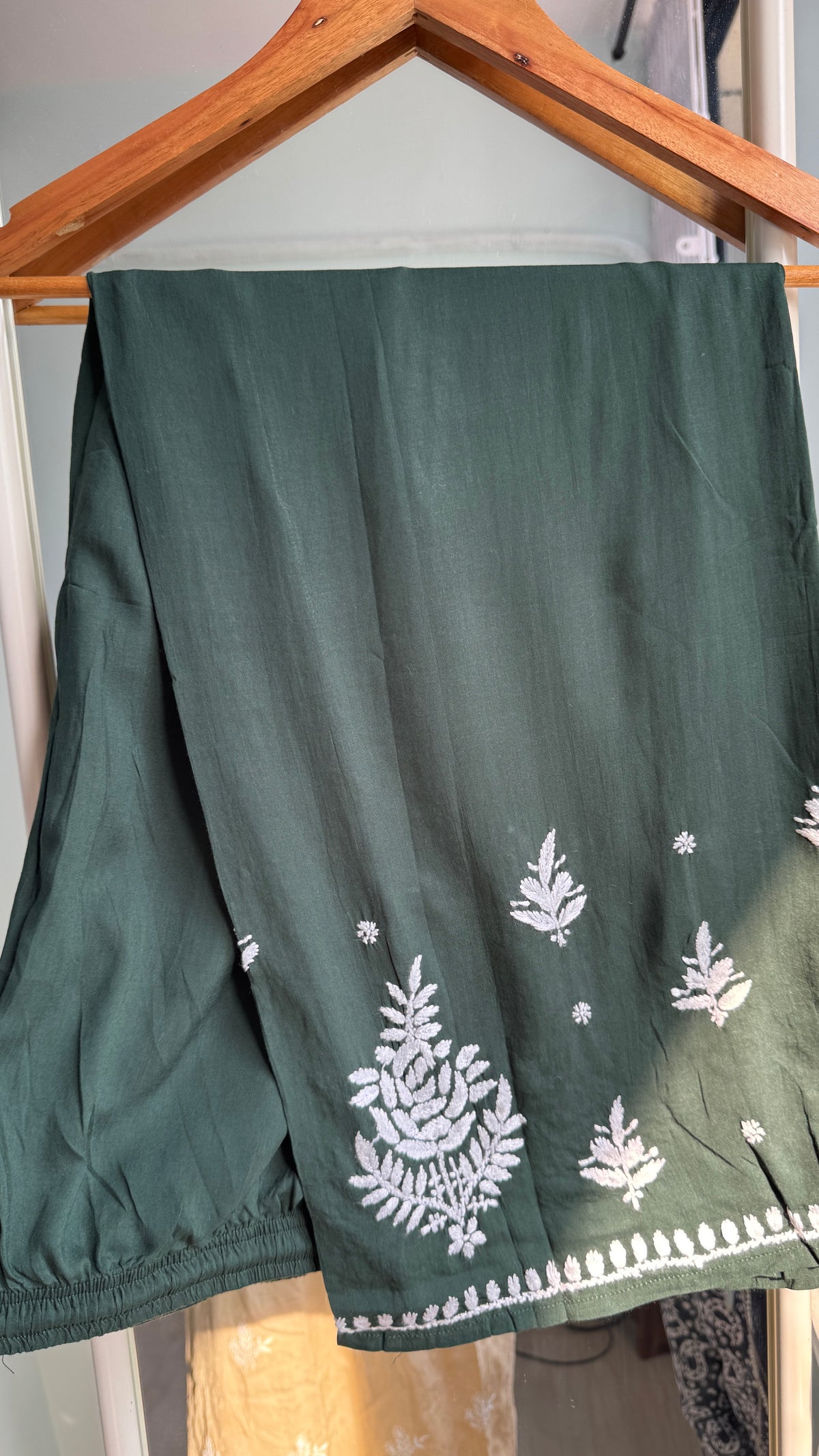 Modal Cotton Chikankari straight Palazzo Set - Green