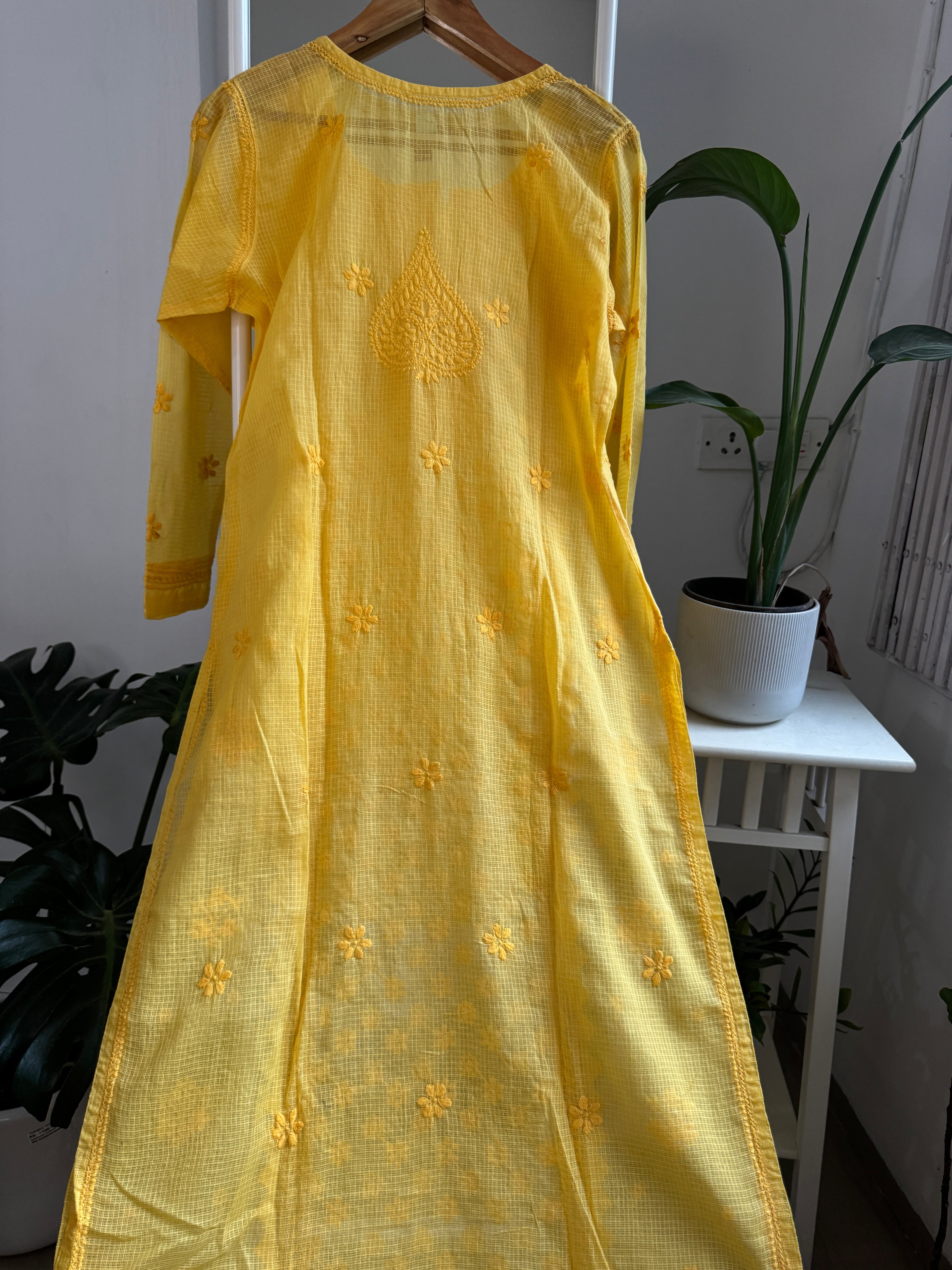 Kota Soft Cotton Chikankari Kurti - Yellow ARIAA CHIKANKARI 