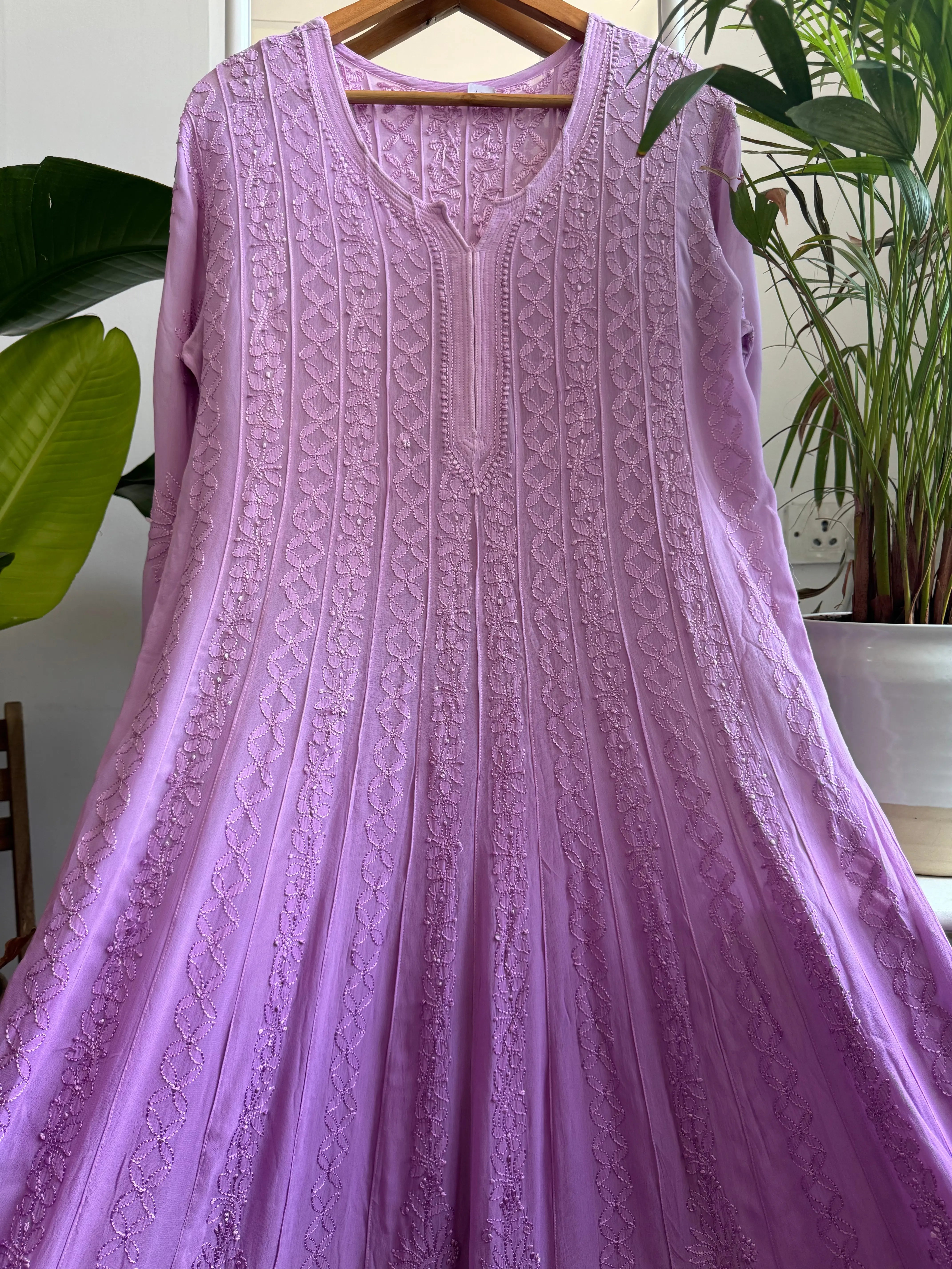 Viscose Chikankari Anarkali - Lilac ARIAA CHIKANKARI