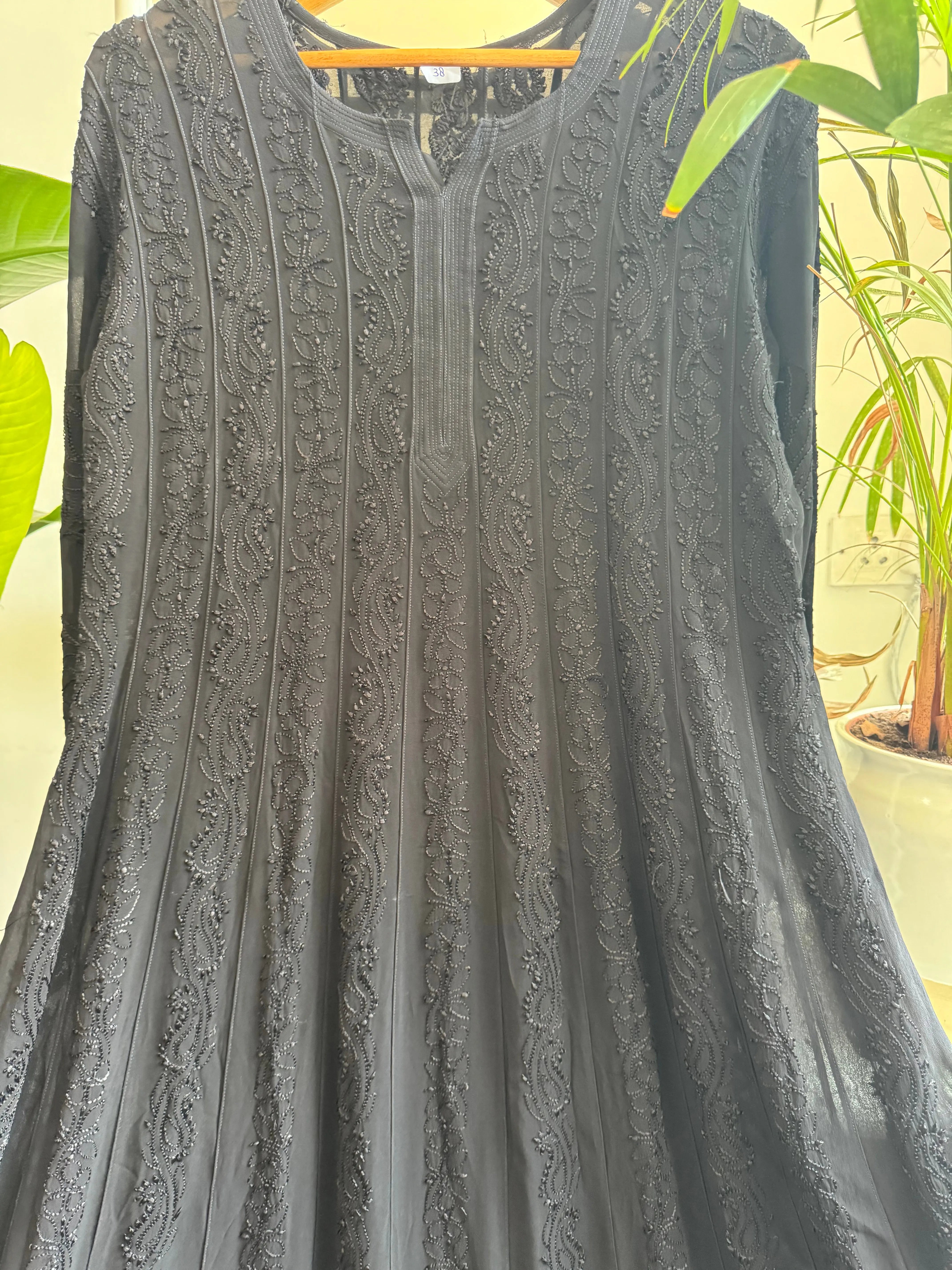 Viscose Chikankari Anarkali - Black ARIAA CHIKANKARI