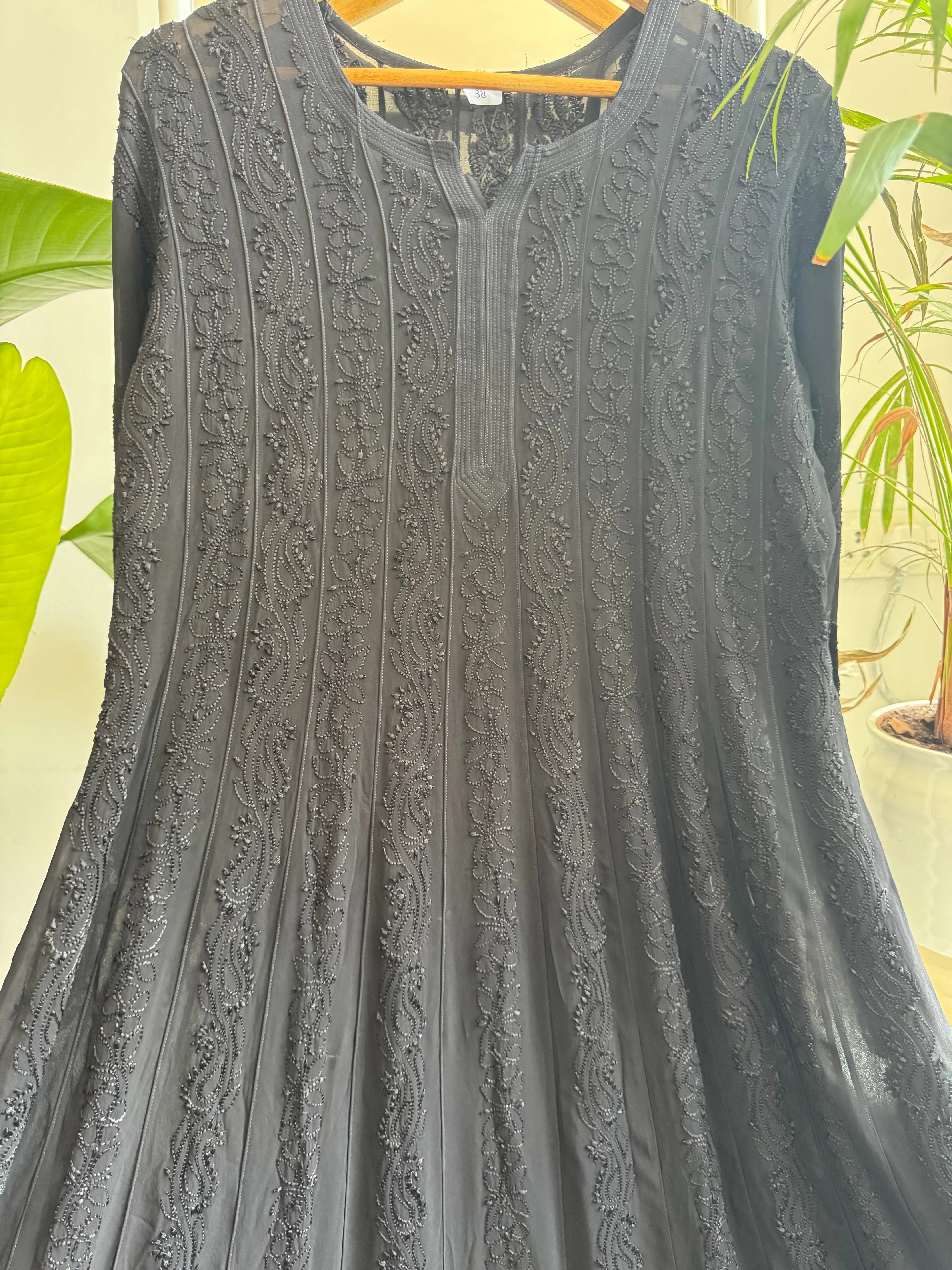 Viscose Chikankari Anarkali - Black ARIAA CHIKANKARI