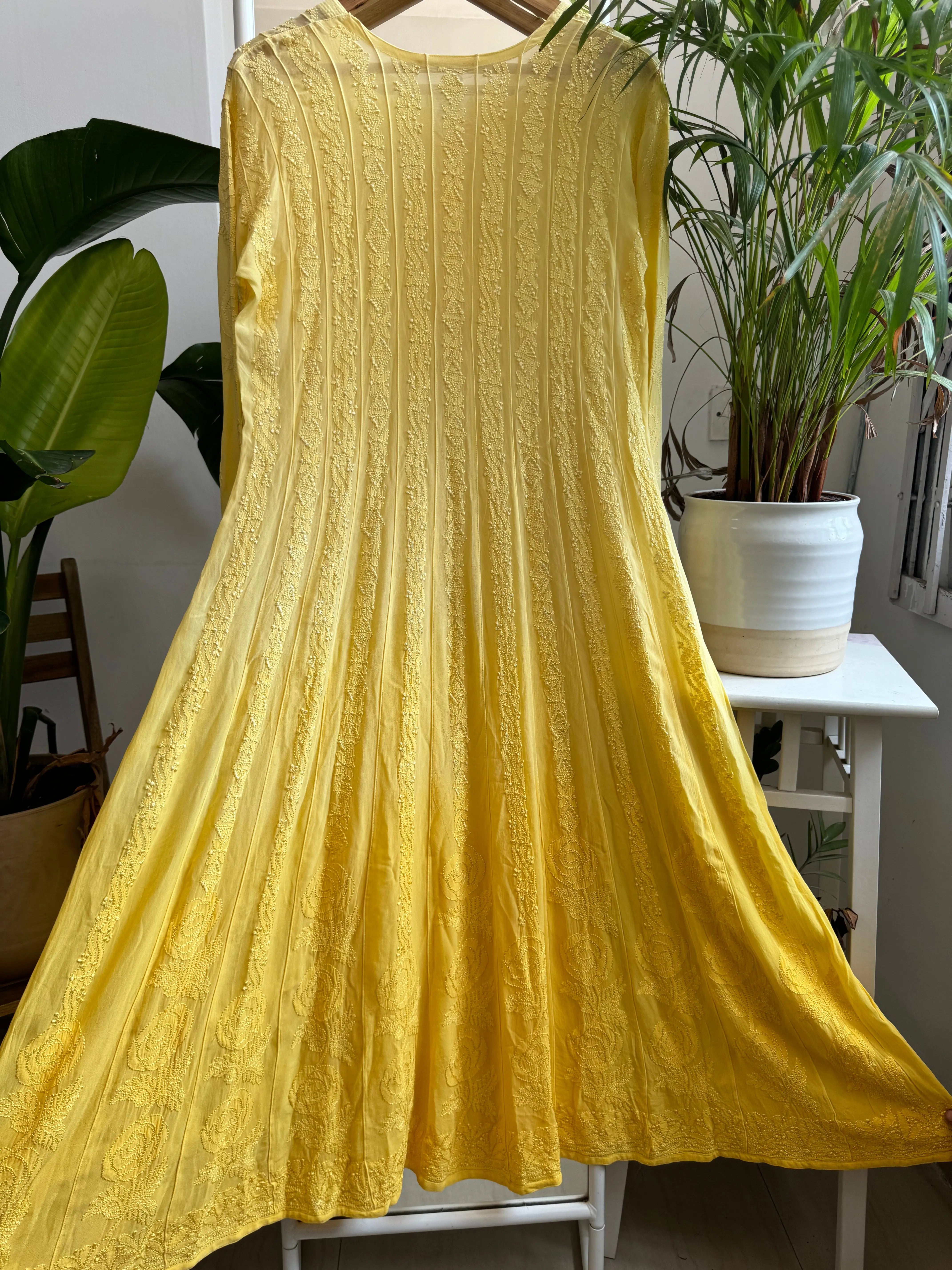 Viscose Chikankari Anarkali - Yellow ARIAA CHIKANKARI