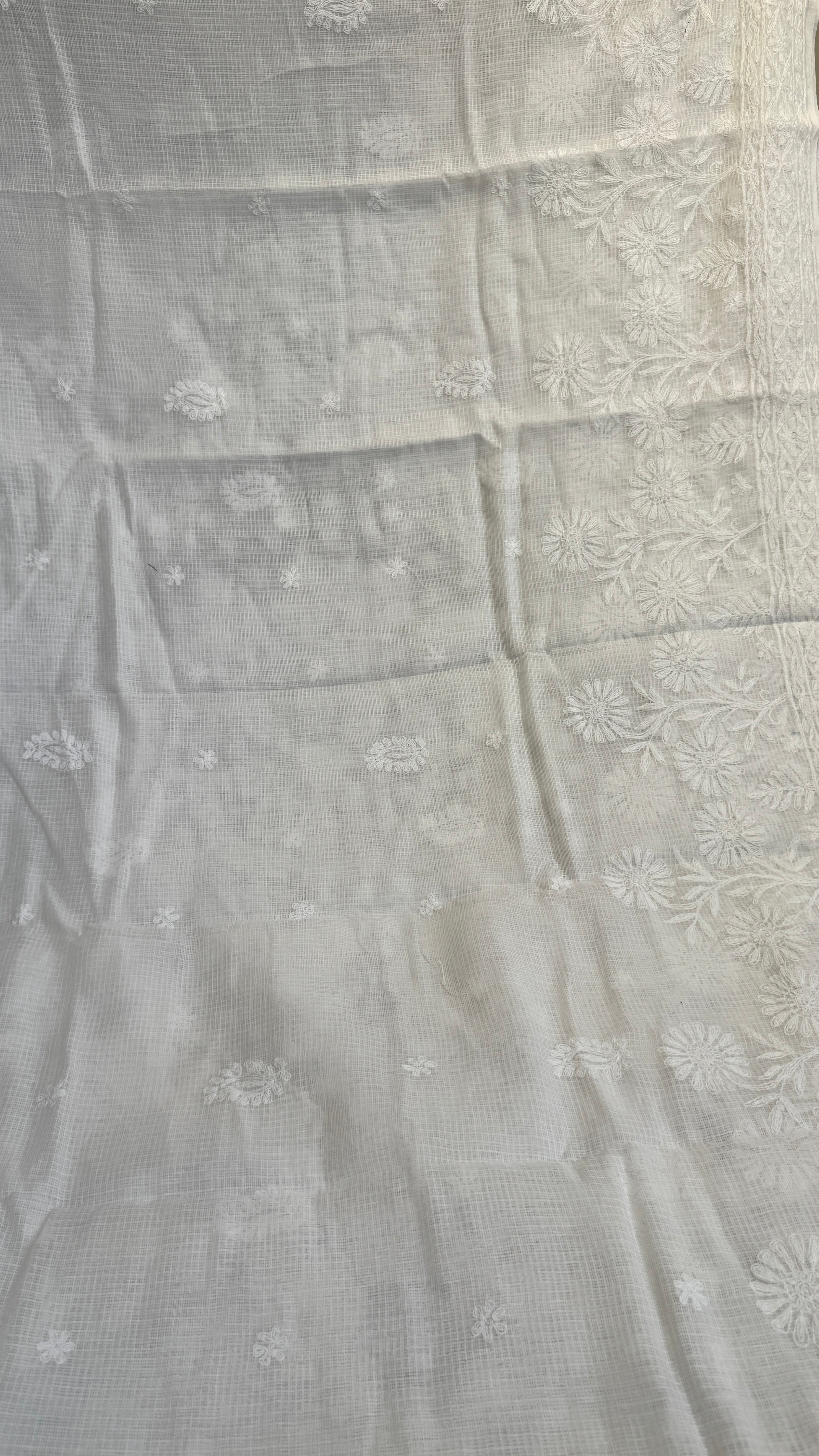 Kota Chikankari saree in White