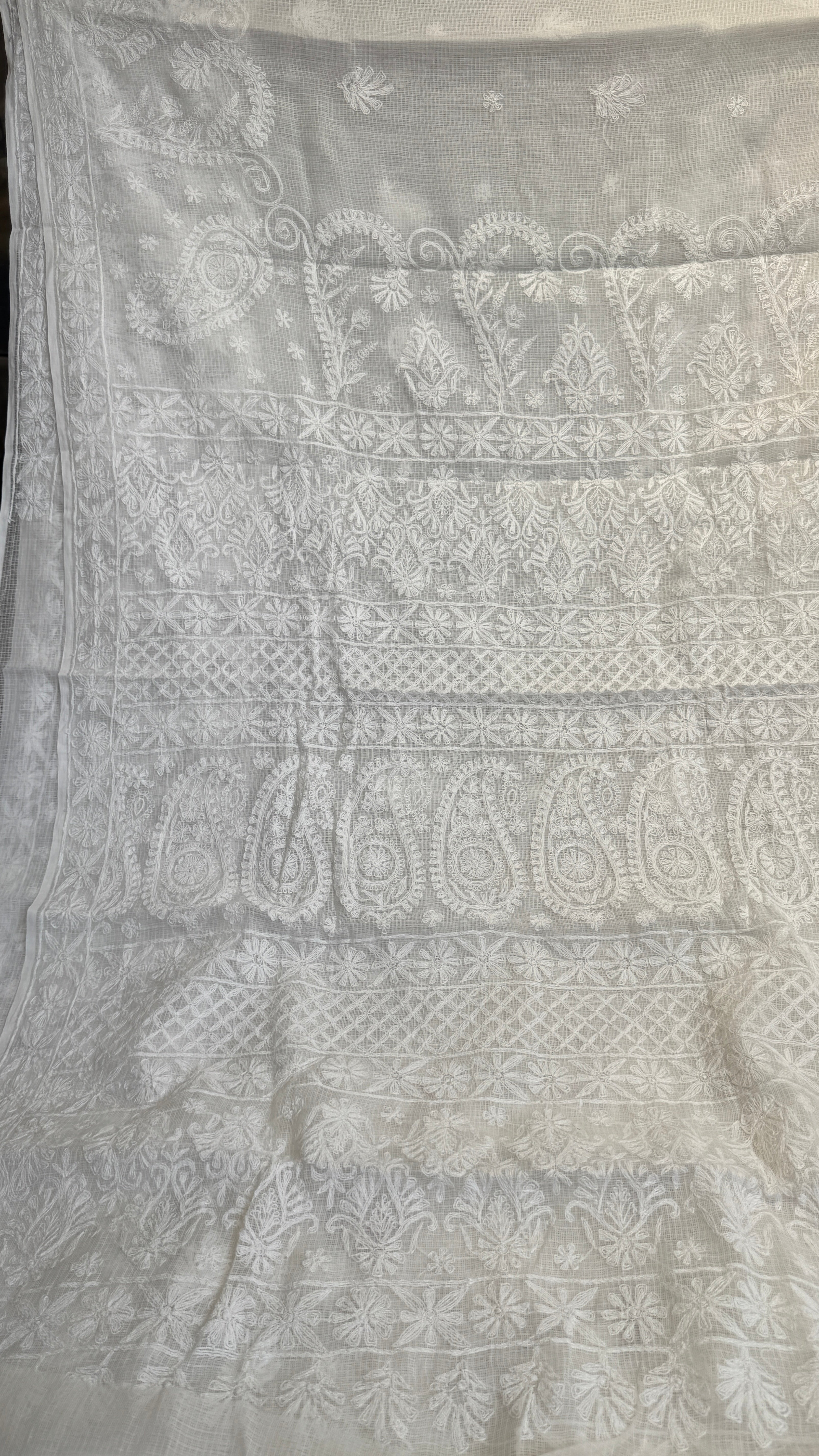 Kota Chikankari saree in White