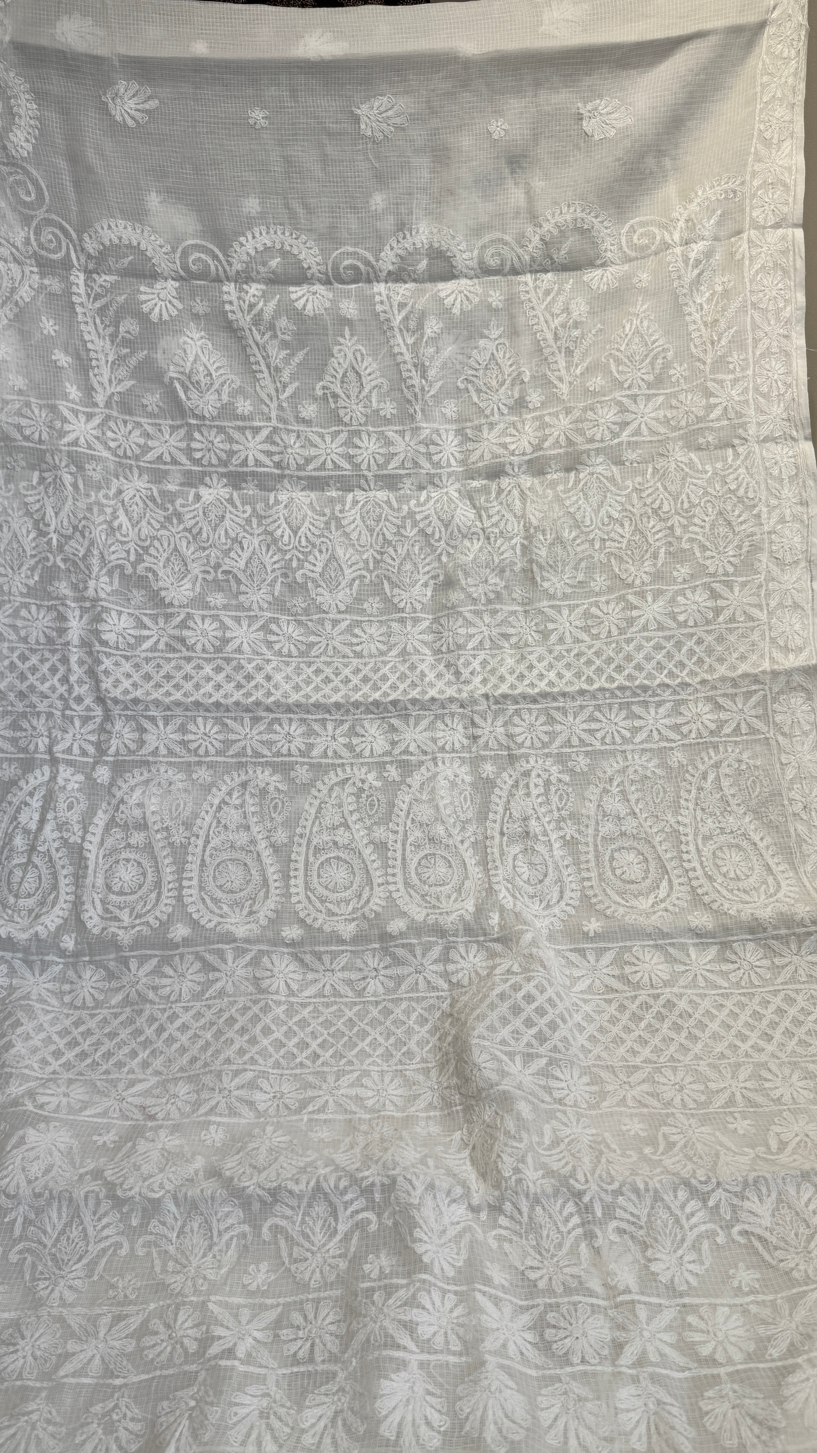 Kota Chikankari saree in White