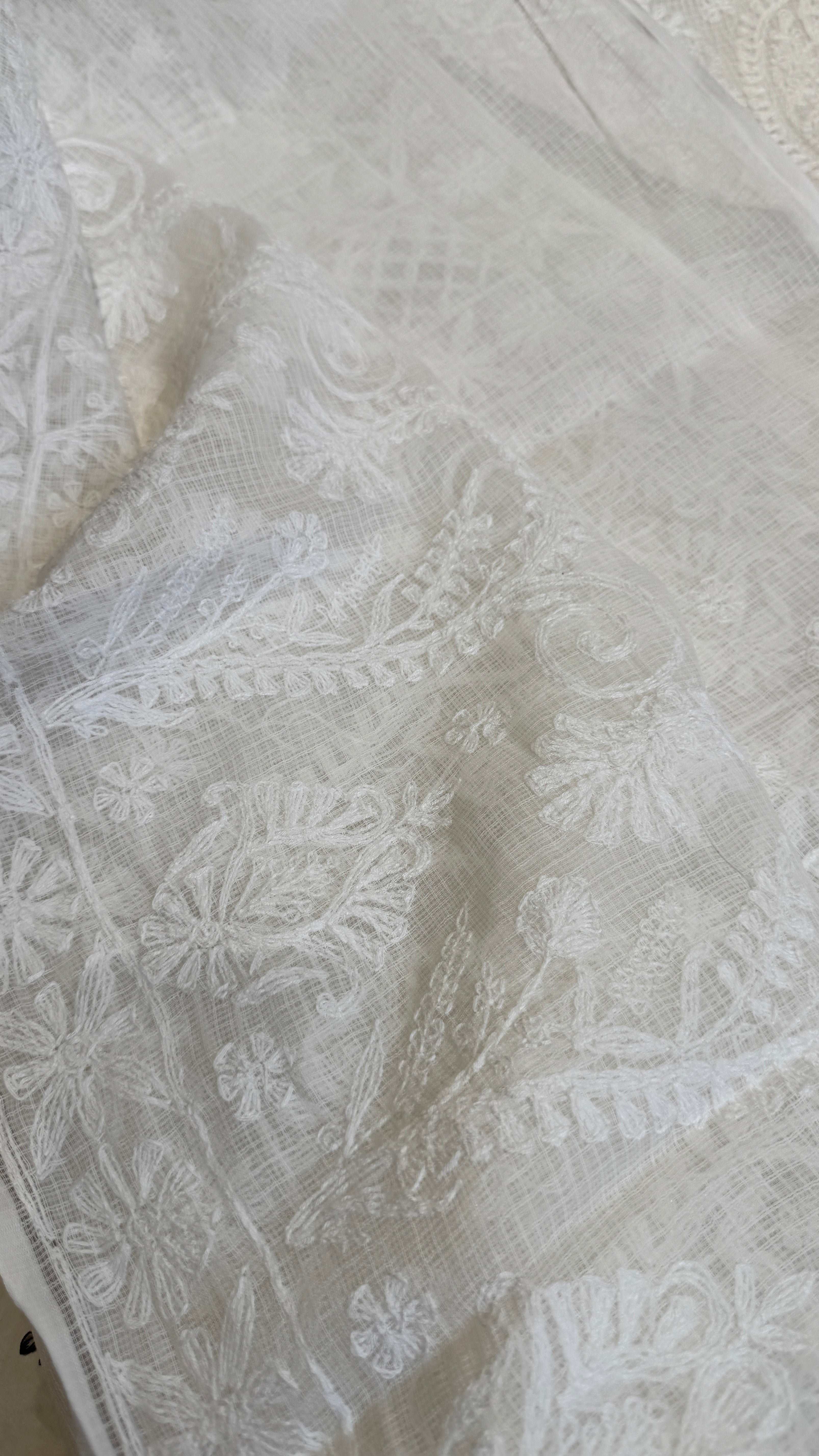 Kota Chikankari saree in White