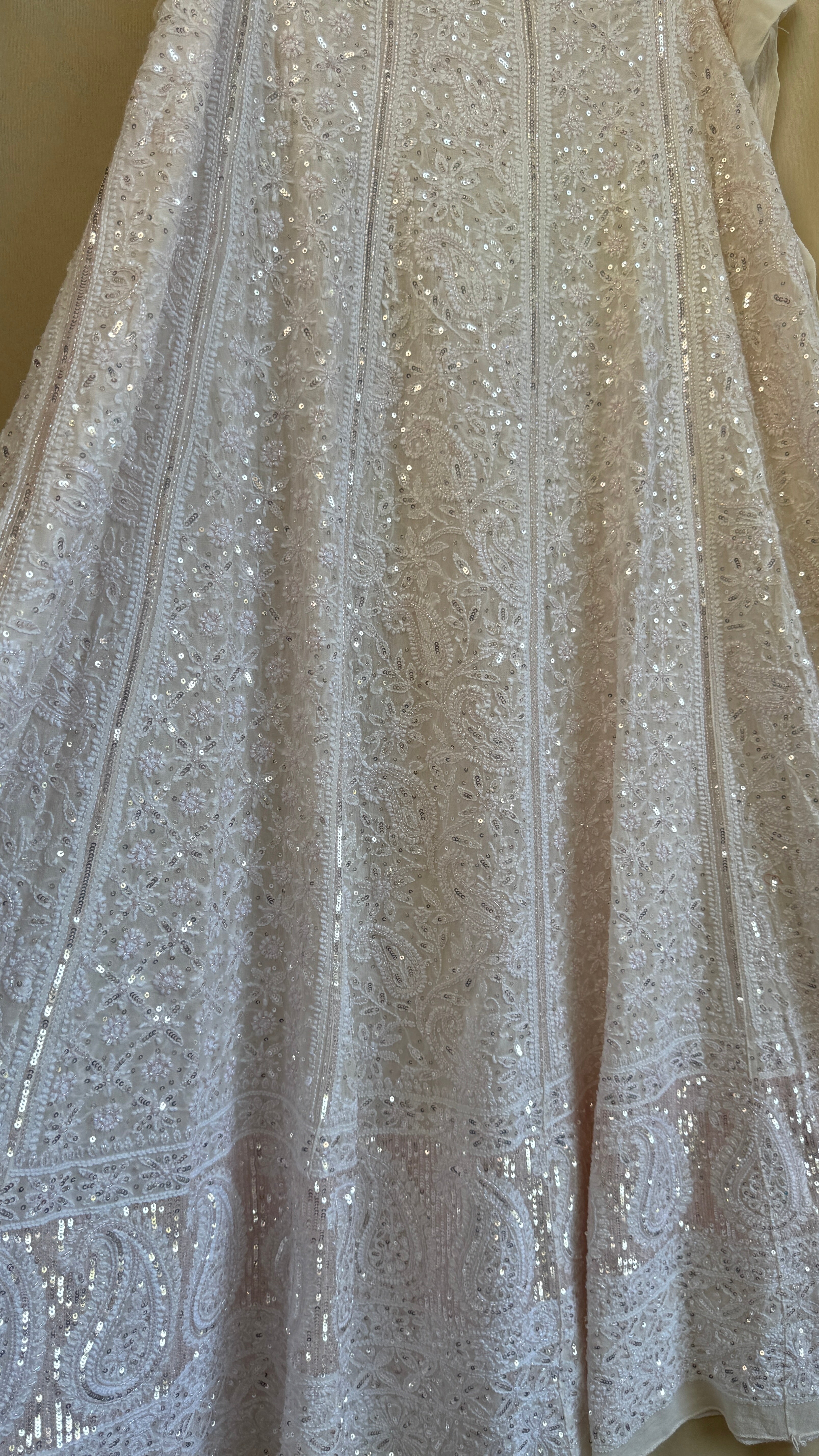 ROOH Bridal Pure Georgette Chikankari Lehenga with Sequins & cutdana Handwork